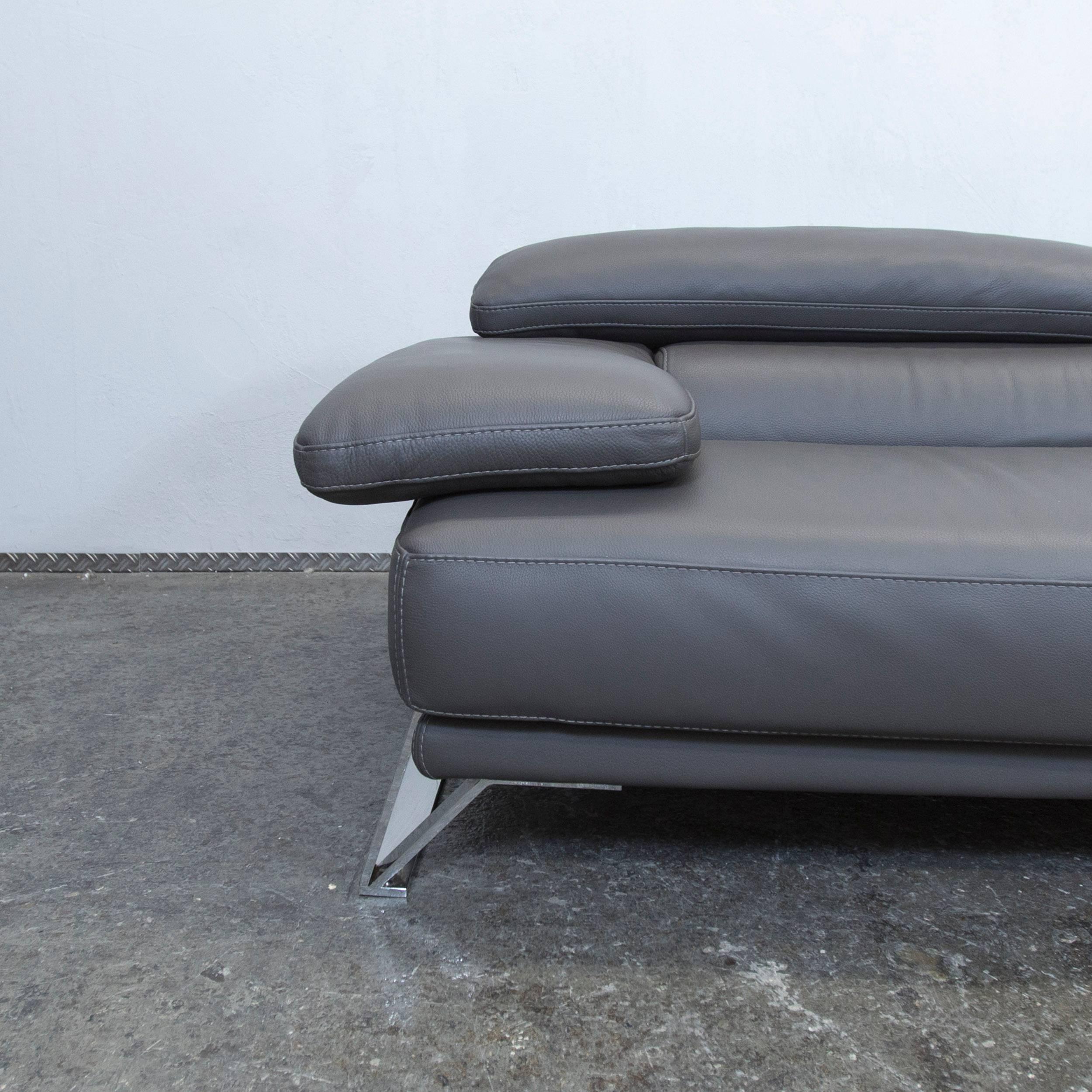 Grey colored original Roche Bobius designer leather sofa in a minimalistic and modern design, made for pure comfort and flexibility.