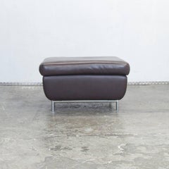 Koinor Designer Leather Footstool Brown Mocca Pouff Footrest Modern