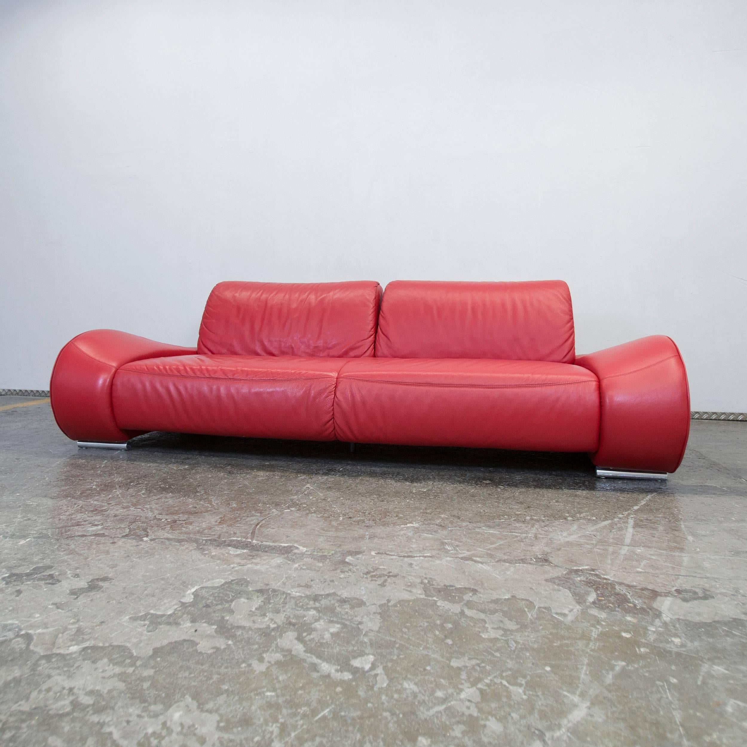 Hummel Designer Leder-Sofa Rote Dreisitzer- Function Couch Modern im Zustand „Hervorragend“ in Cologne, DE