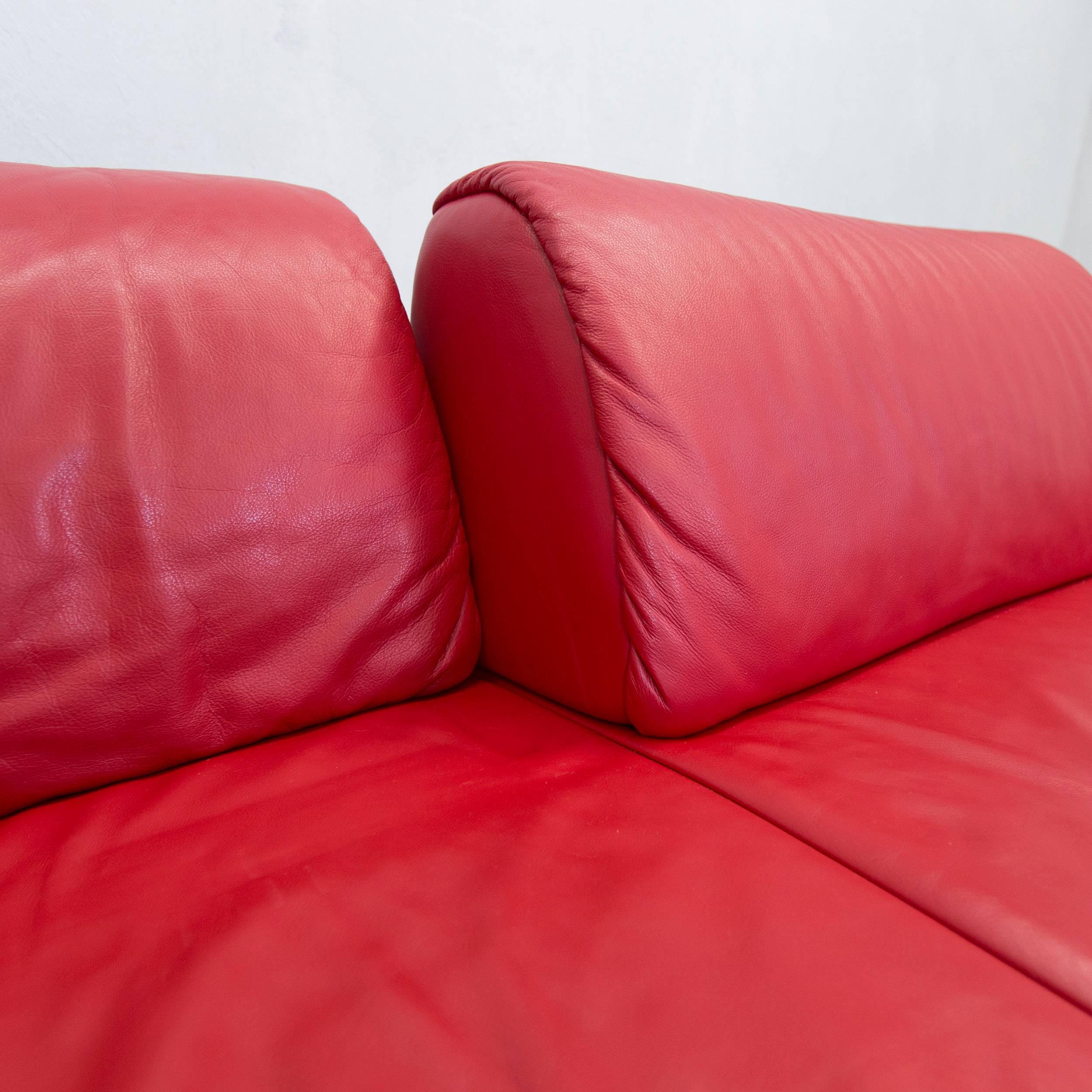 Hummel Designer Leder-Sofa Rote Dreisitzer- Function Couch Modern (21. Jahrhundert und zeitgenössisch)