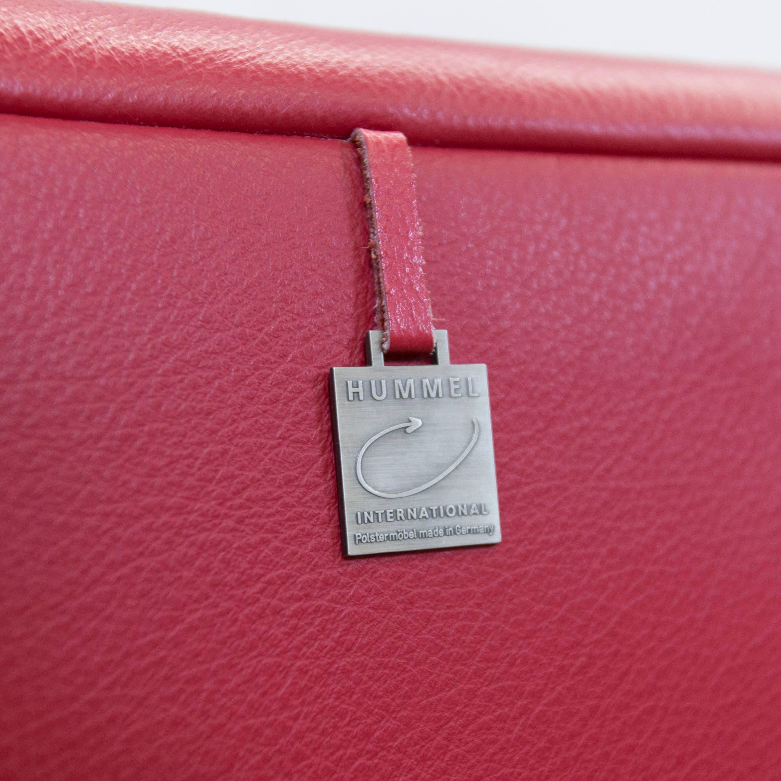 Hummel Designer Leder-Sofa Rote Dreisitzer- Function Couch Modern 2