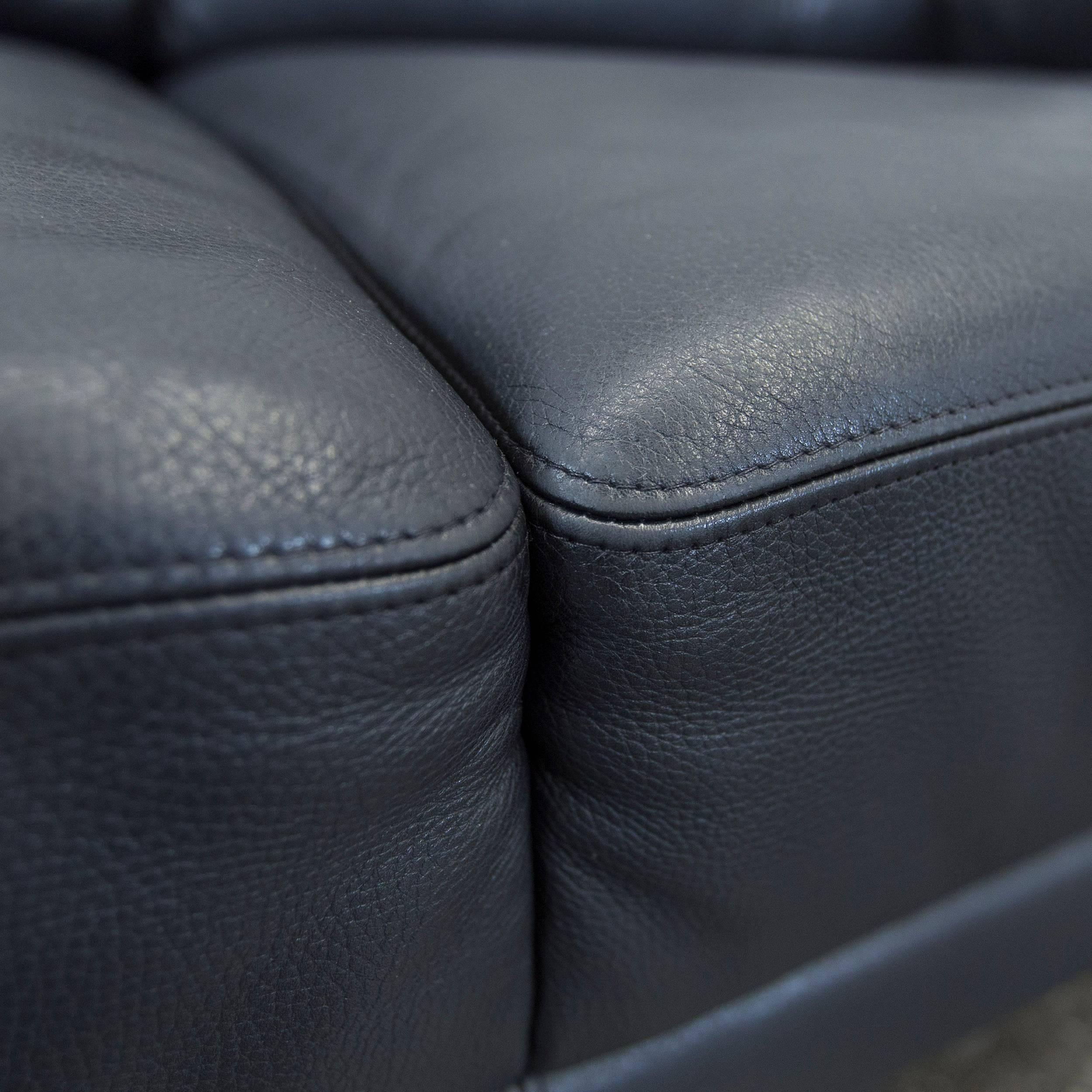 Brühl Alba Designer Leather Sofa Black Three-seat Couch Modern In Good Condition For Sale In Cologne, DE