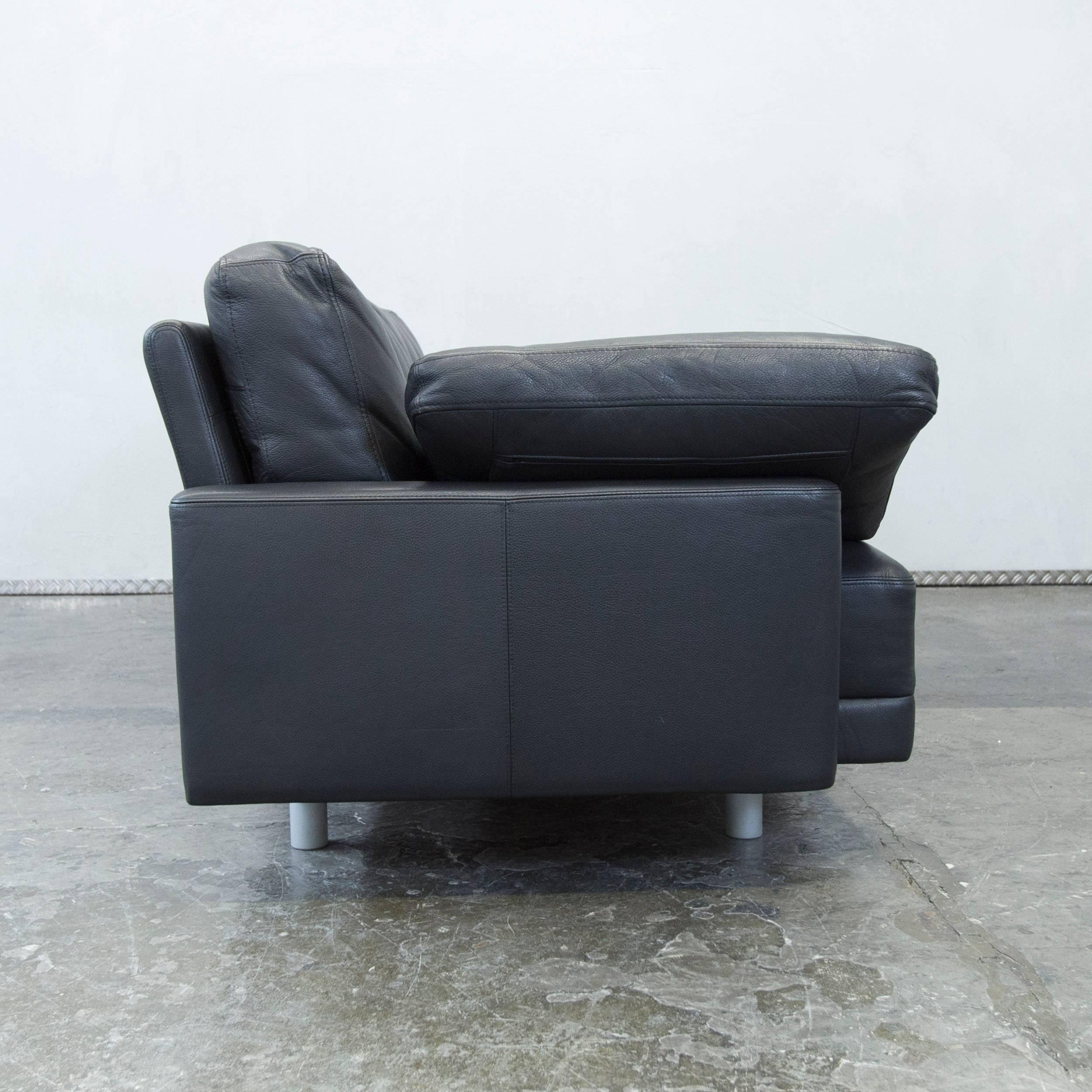 Brühl Alba Designer Leather Sofa Black Three-seat Couch Modern For Sale 3