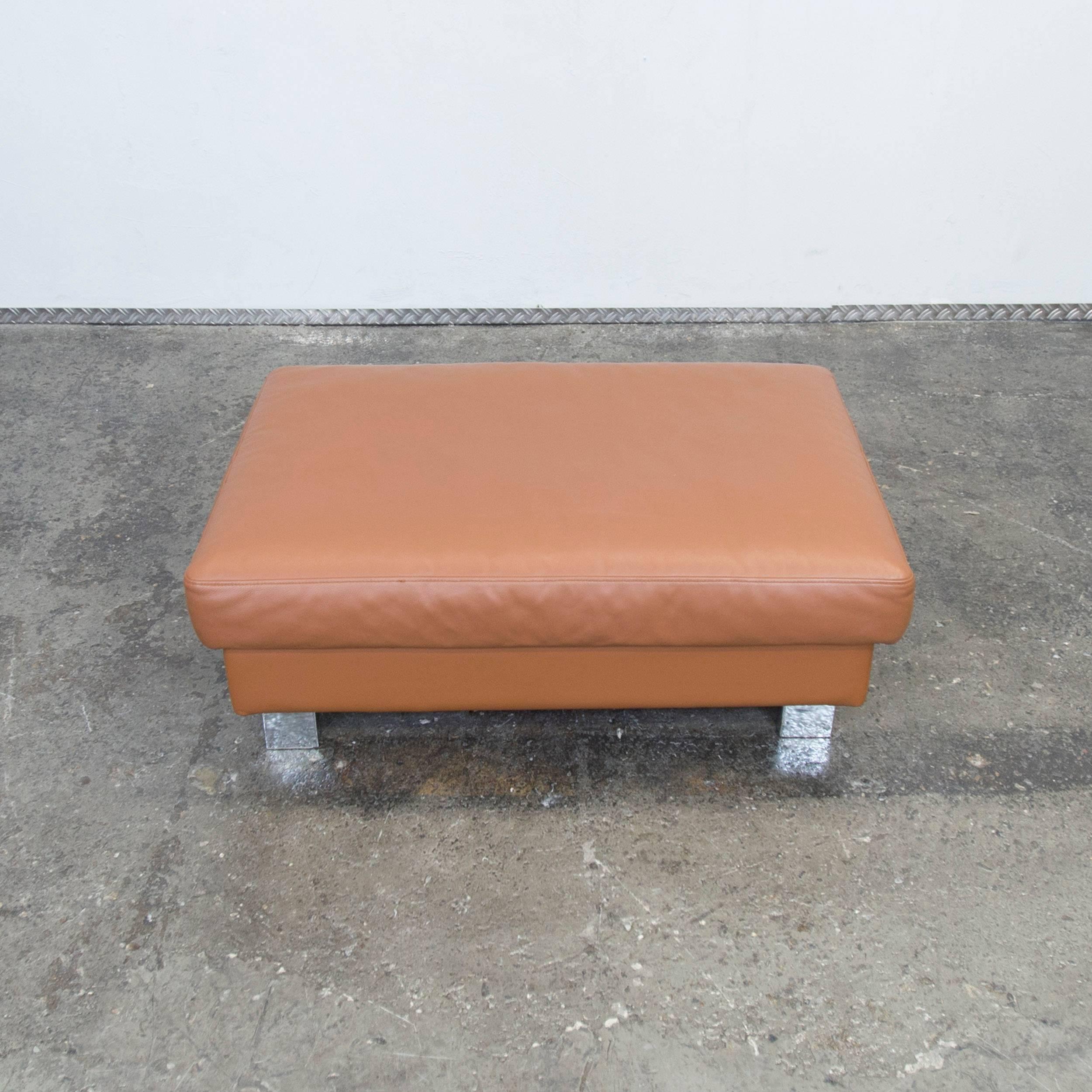 German BoConcept Indivi Designer Leather Footstool Brown Pouff Stool Couch Modern