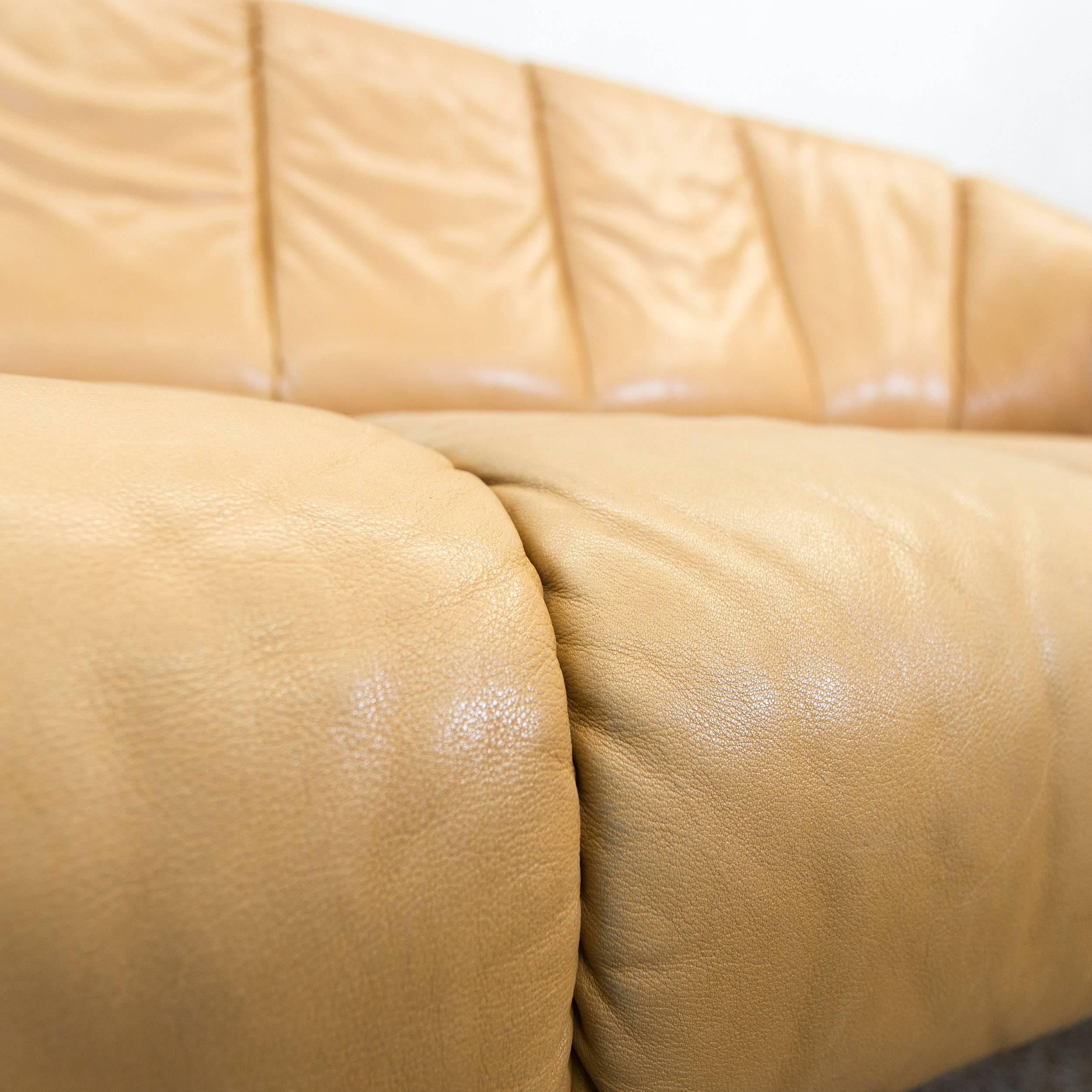 COR Designer Leather Sofa Brown Three-Seat Couch Vintage Retro In Good Condition In Cologne, DE