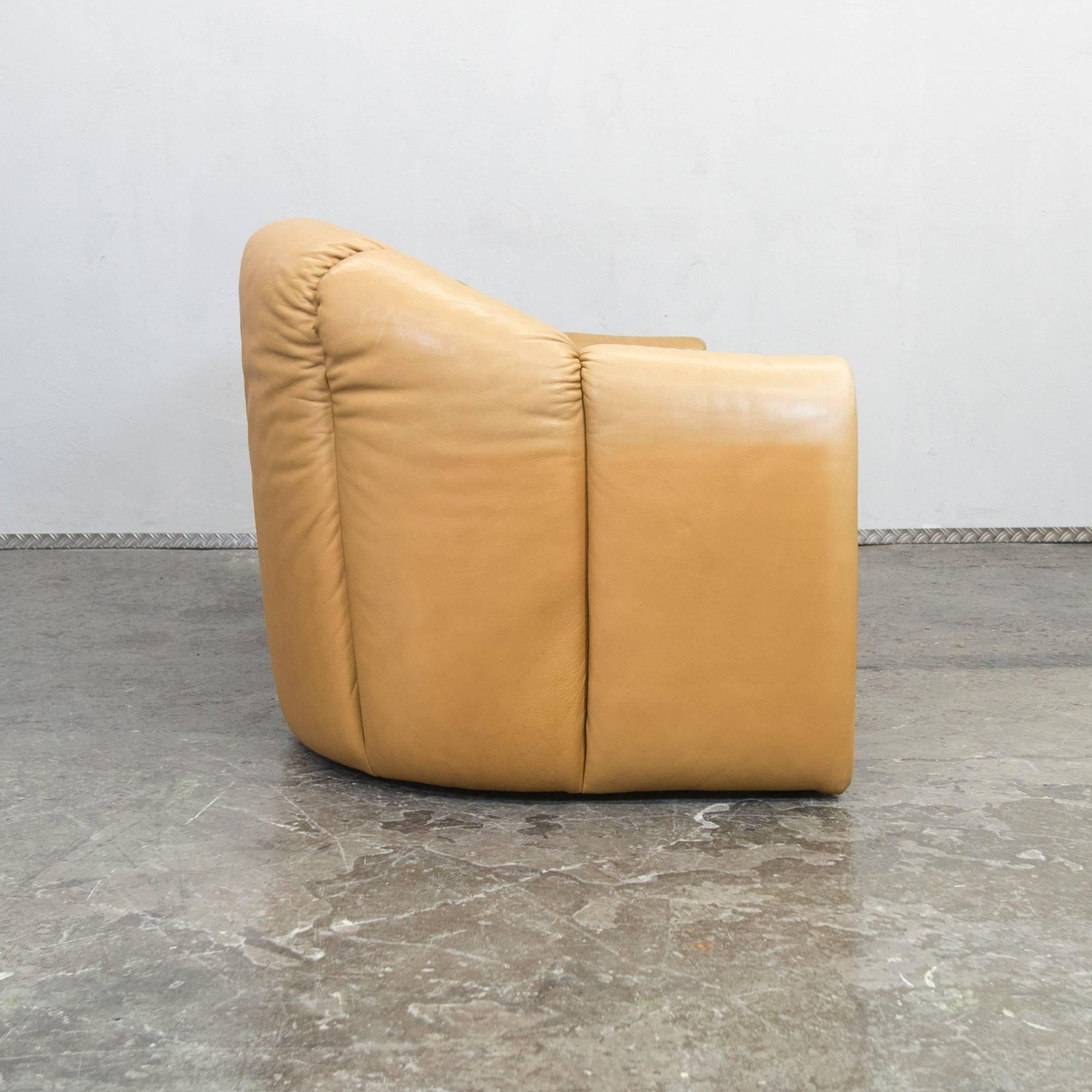 Contemporary COR Designer Leather Sofa Brown Three-Seat Couch Vintage Retro