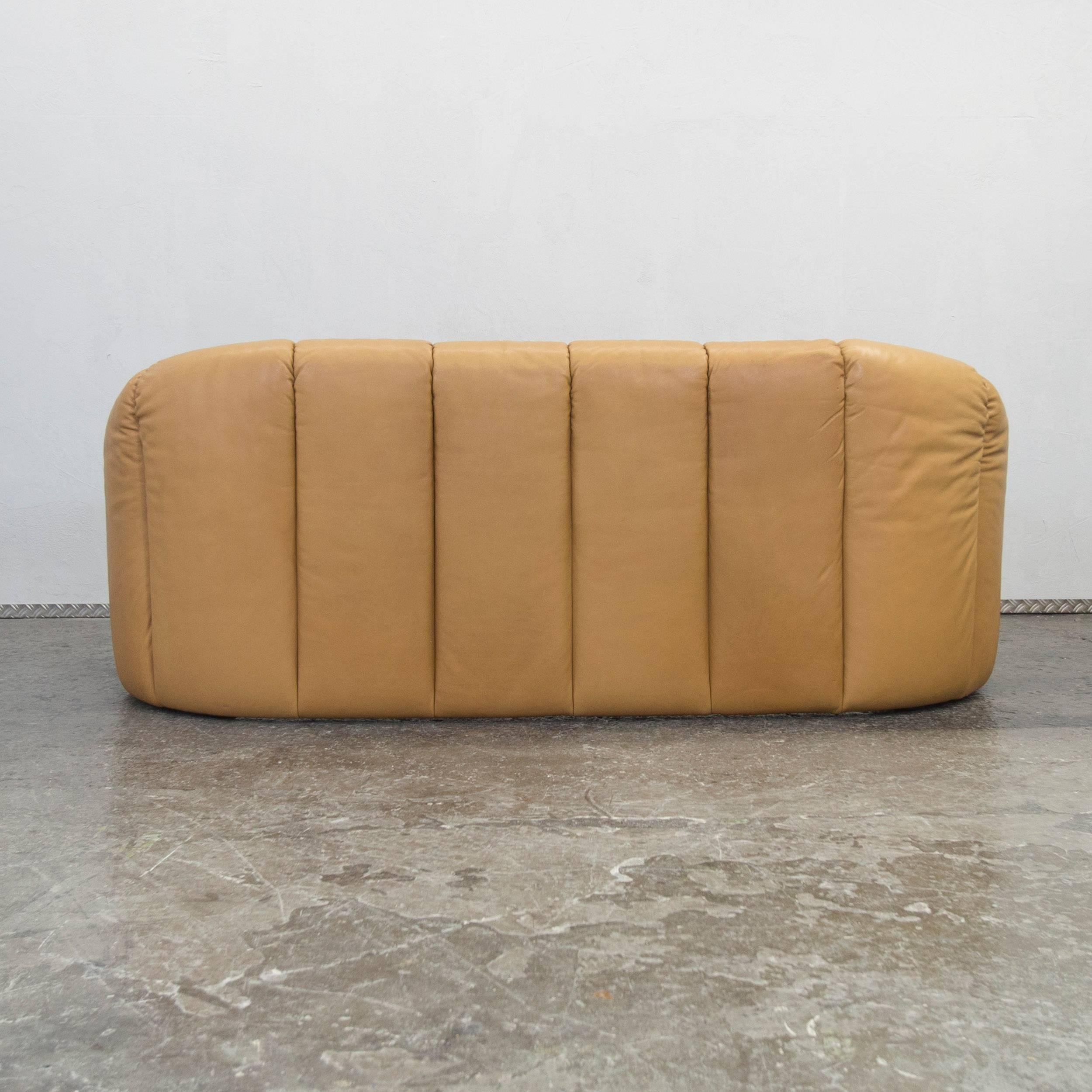 COR Designer Leather Sofa Brown Three-Seat Couch Vintage Retro 1