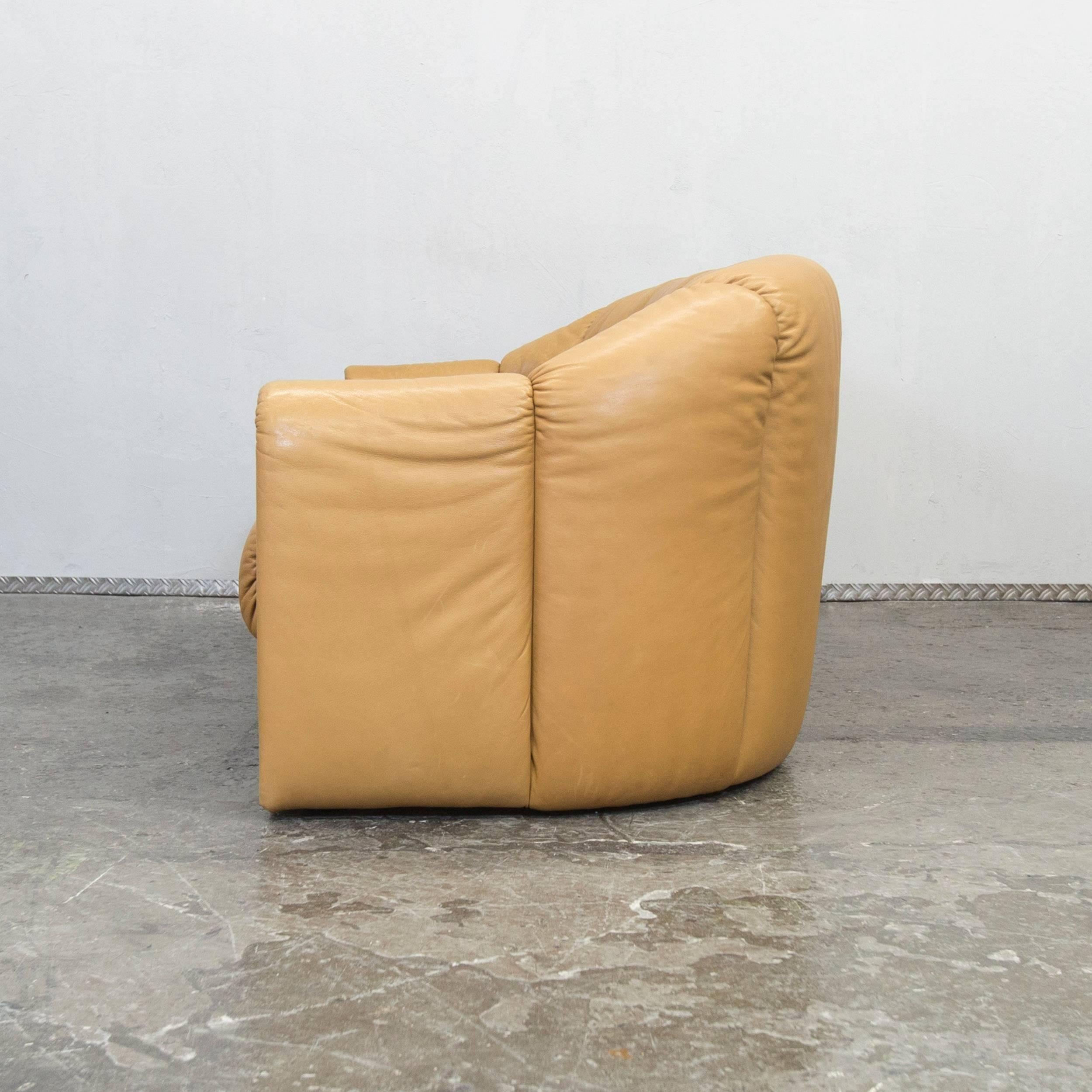 COR Designer Leather Sofa Brown Three-Seat Couch Vintage Retro 2