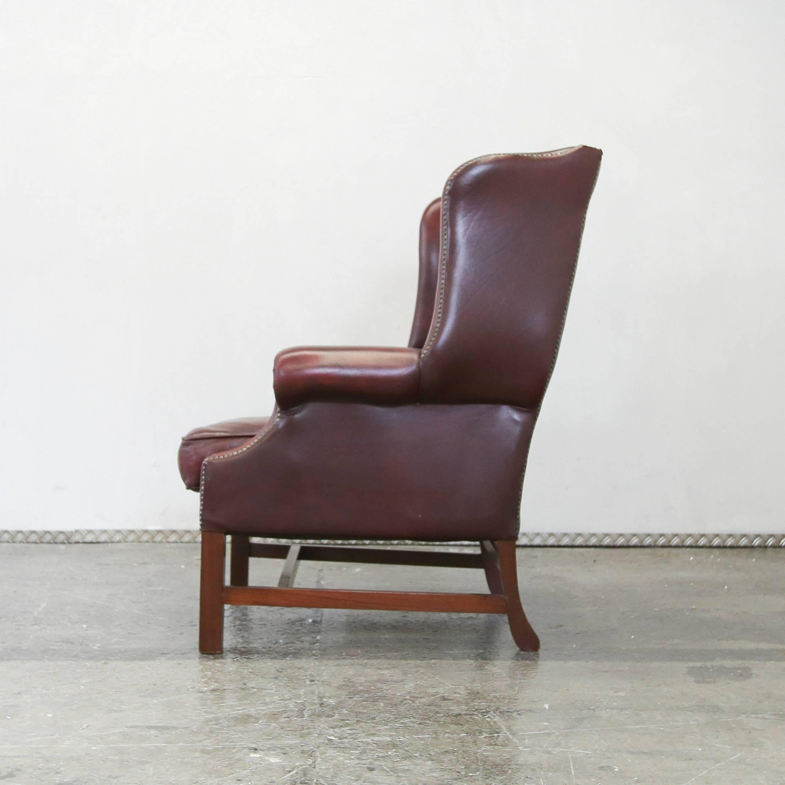 Chesterfield Wingchair Oxblood Red Armchair One Seat Vintage Retro 1