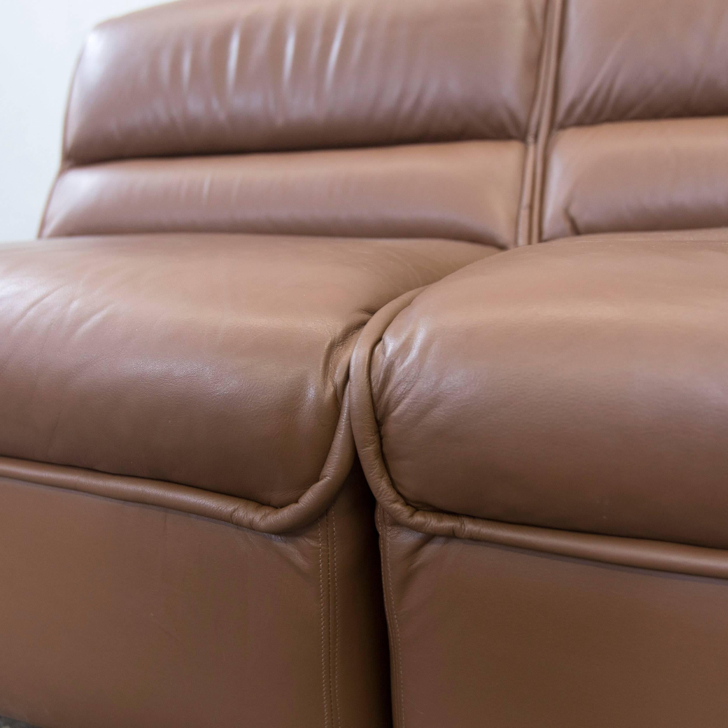 COR Designer Leather Modular Sofa Set Brown Couch Vintage Retro 2