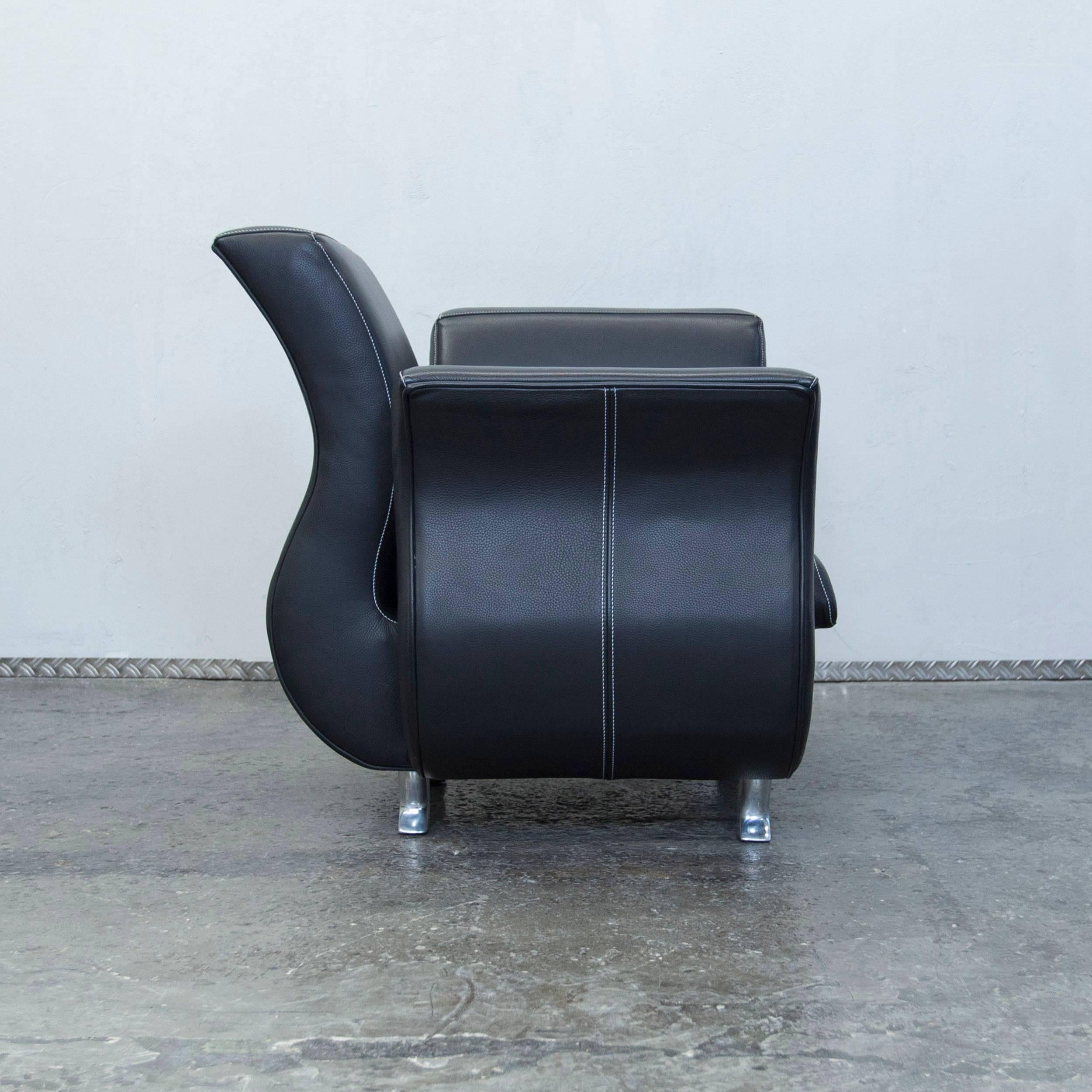 Bretz Moon Designer Leather Armchair Black One Seat Couch Modern 2