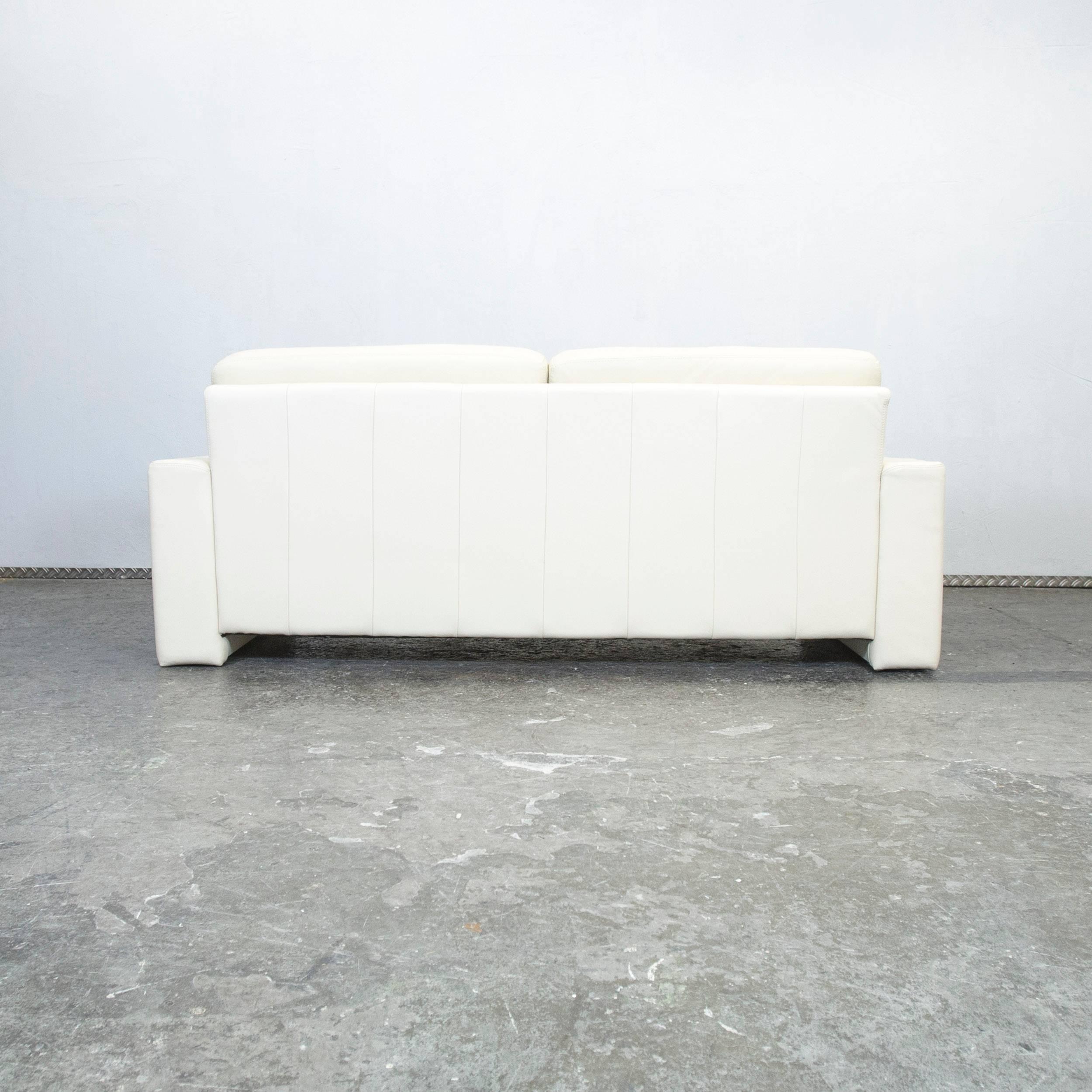 Designer Leather Sofa Crème White Three-Seat Couch Modern 2
