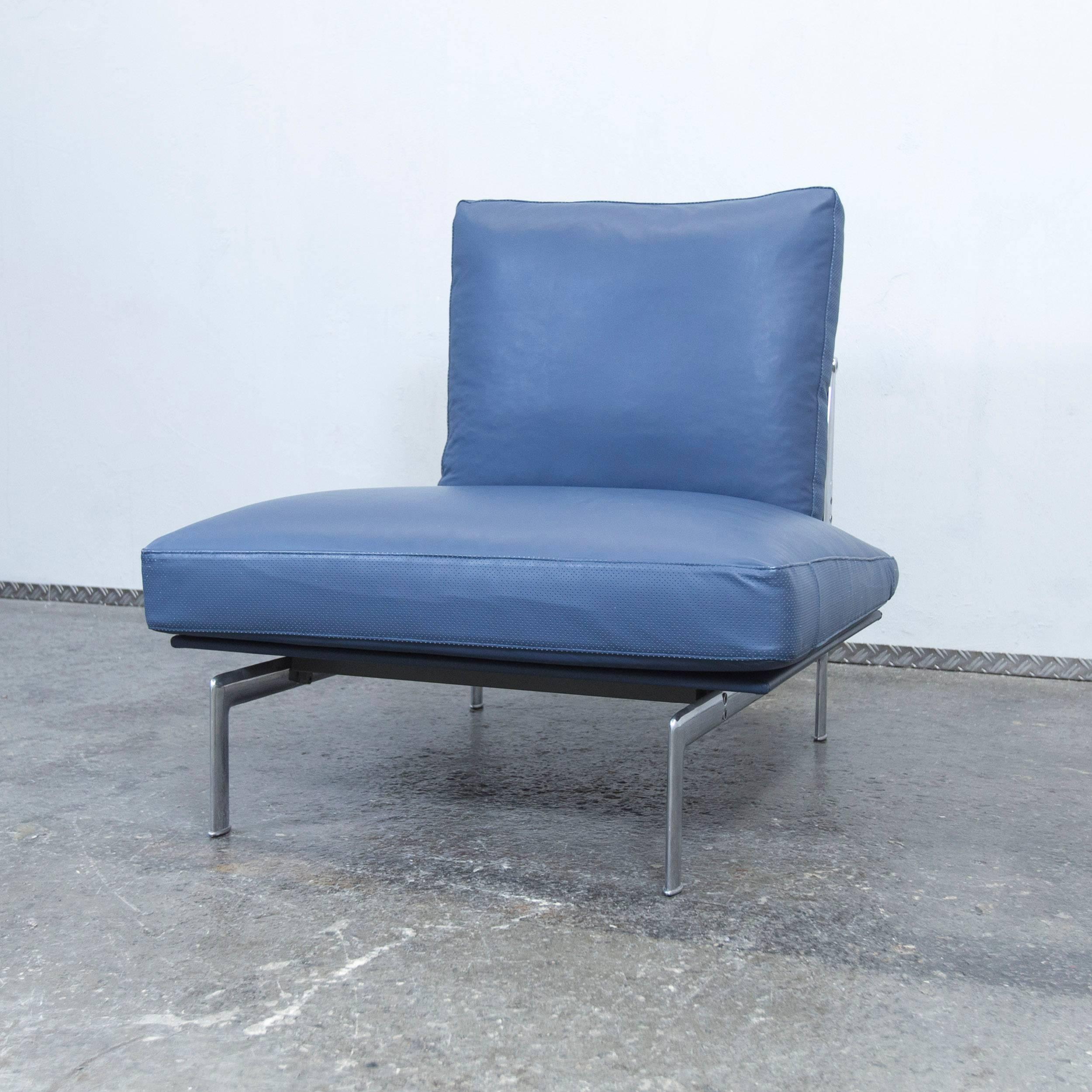 Italian B&B Italia Diesis Designer Chair Blue Leather Oneseater Couch Modern