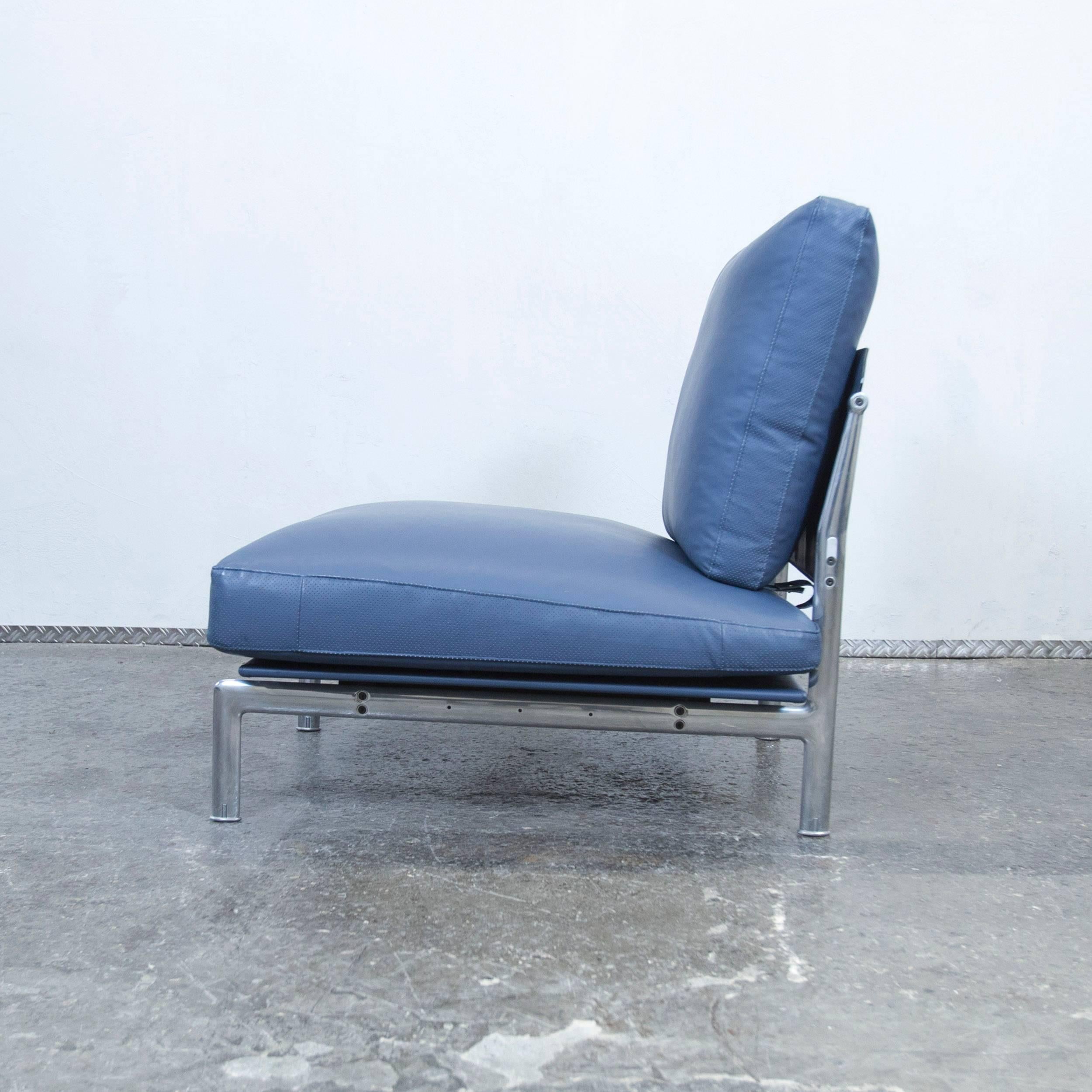 B&B Italia Diesis Designer Chair Blue Leather Oneseater Couch Modern 1