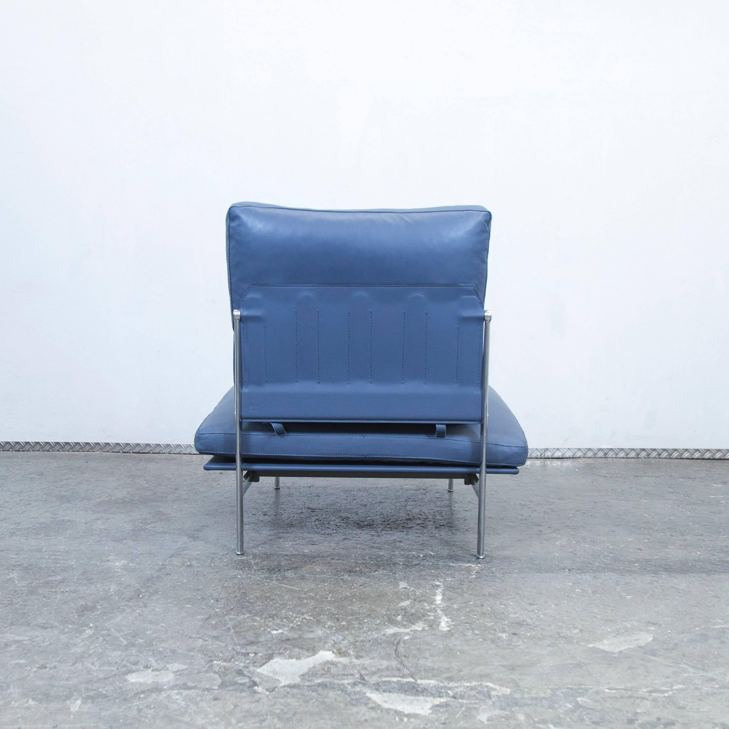 B&B Italia Diesis Designer Chair Blue Leather Oneseater Couch Modern 2