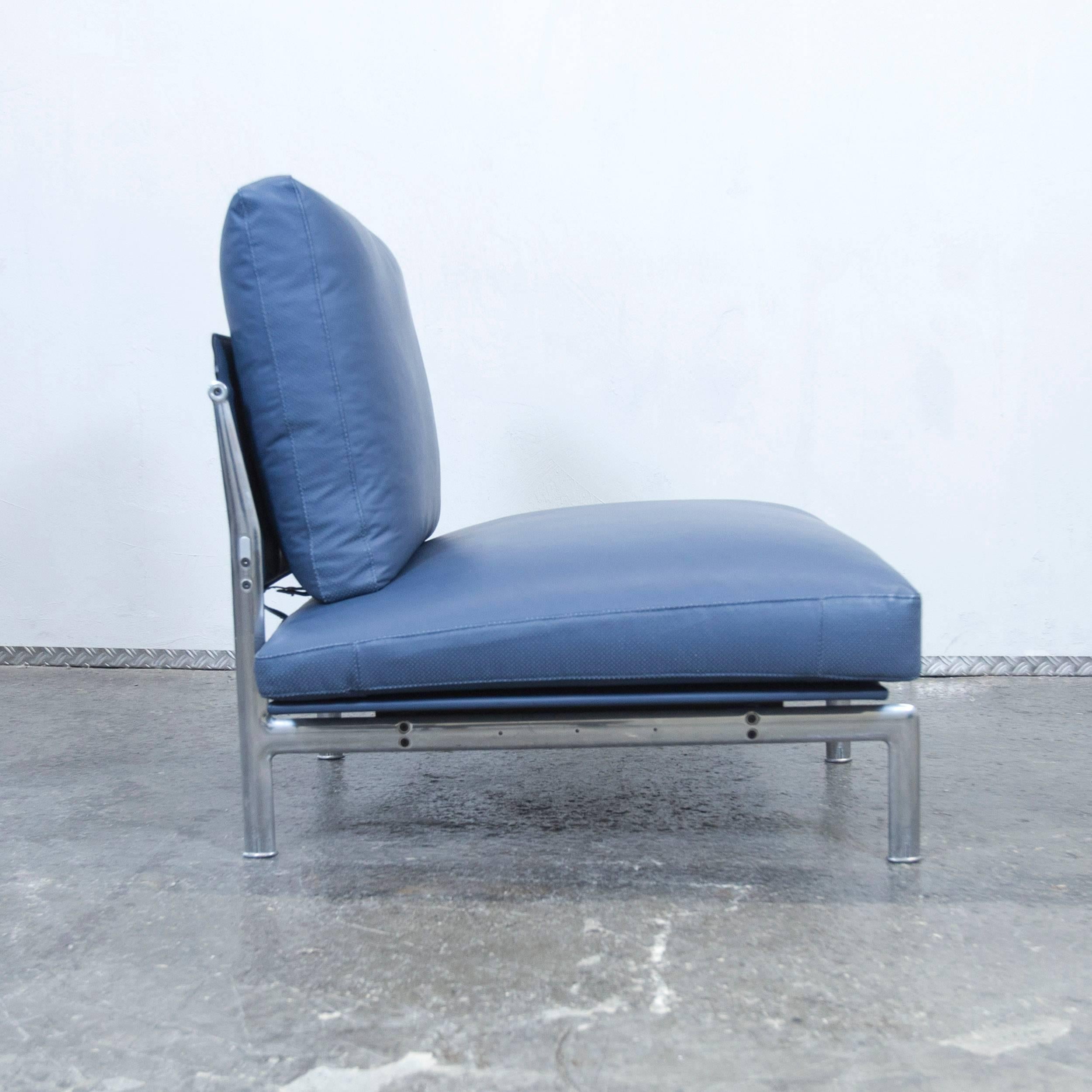 B&B Italia Diesis Designer Chair Blue Leather Oneseater Couch Modern 3