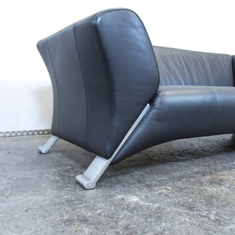 Rolf Benz 322 Designer Sofa Black Leather Two-Seat Couch ...