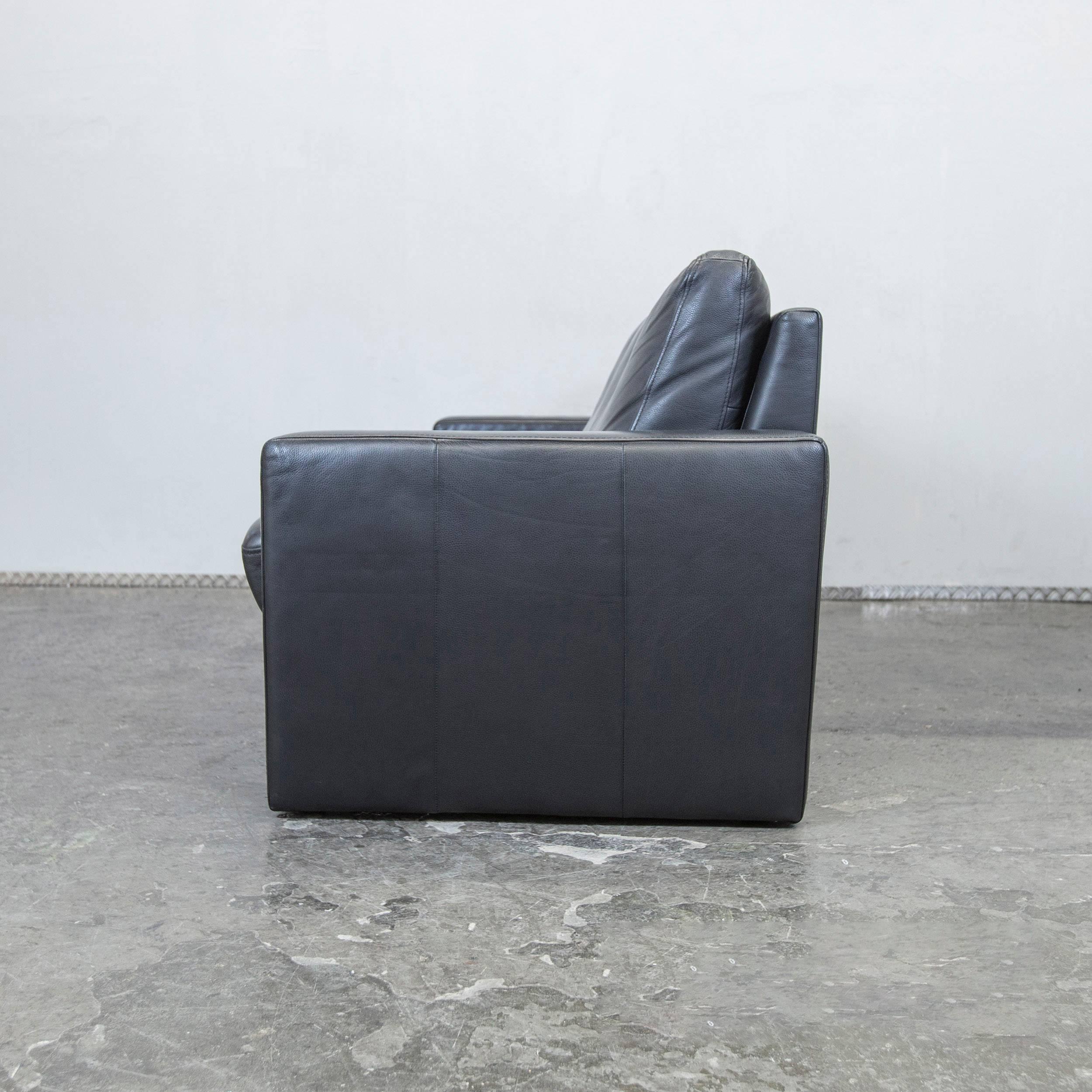 Contemporary Külkens & Sohn Designer Leather Sofa Black Three-Seat Couch Modern