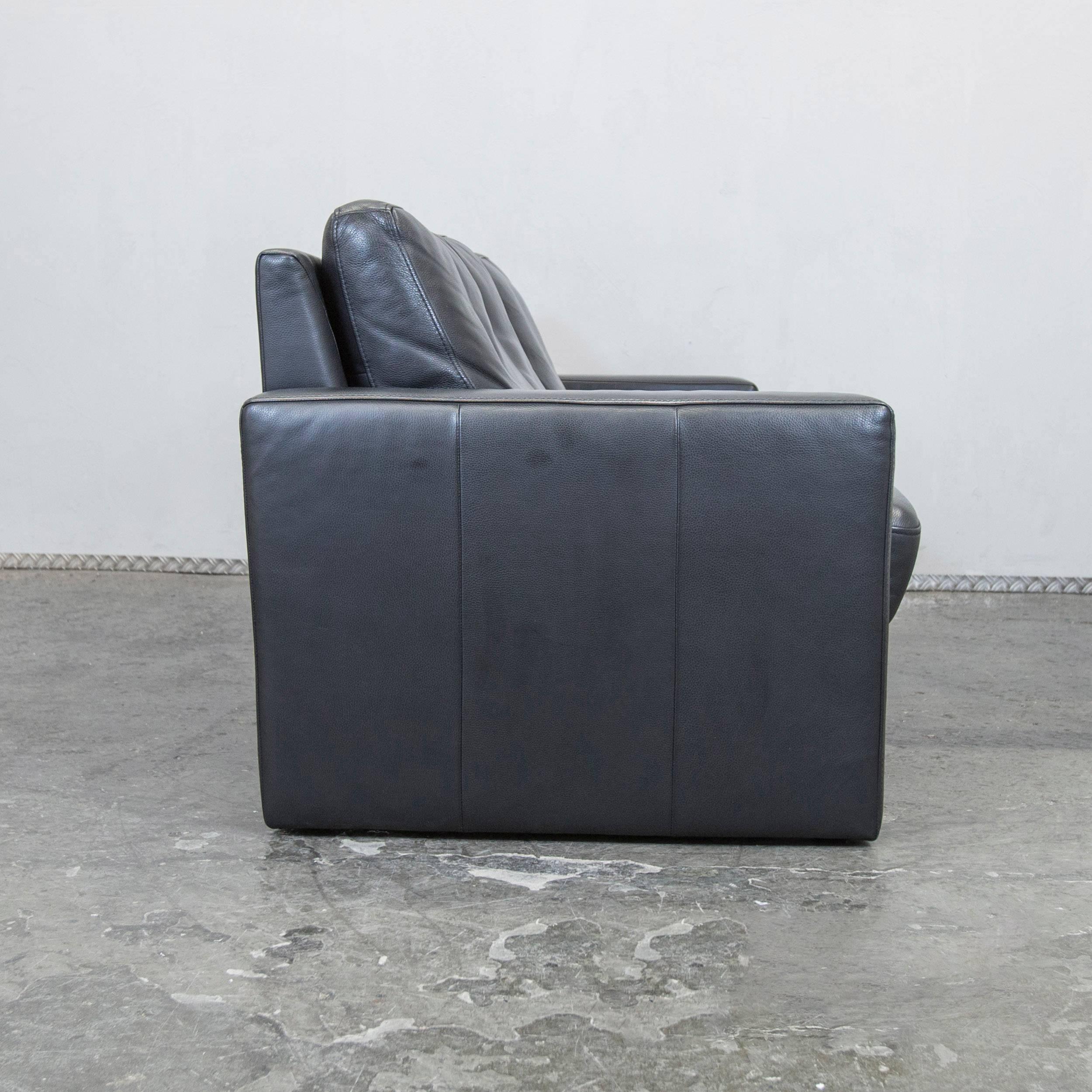 Külkens & Sohn Designer Leather Sofa Black Three-Seat Couch Modern 2