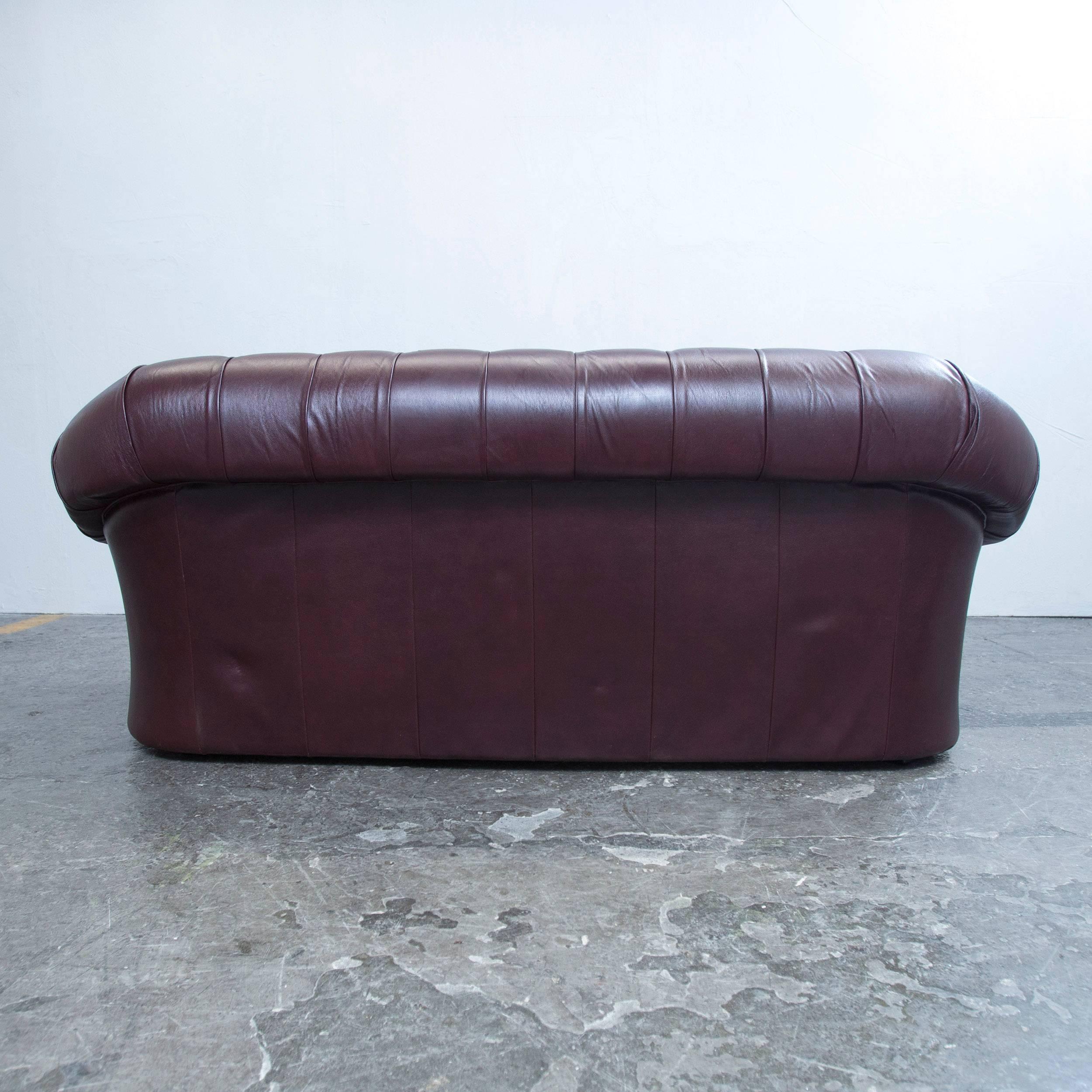 Chesterfield Sofa Red Brown Leather Three-Seat Couch Retro Vintage 4