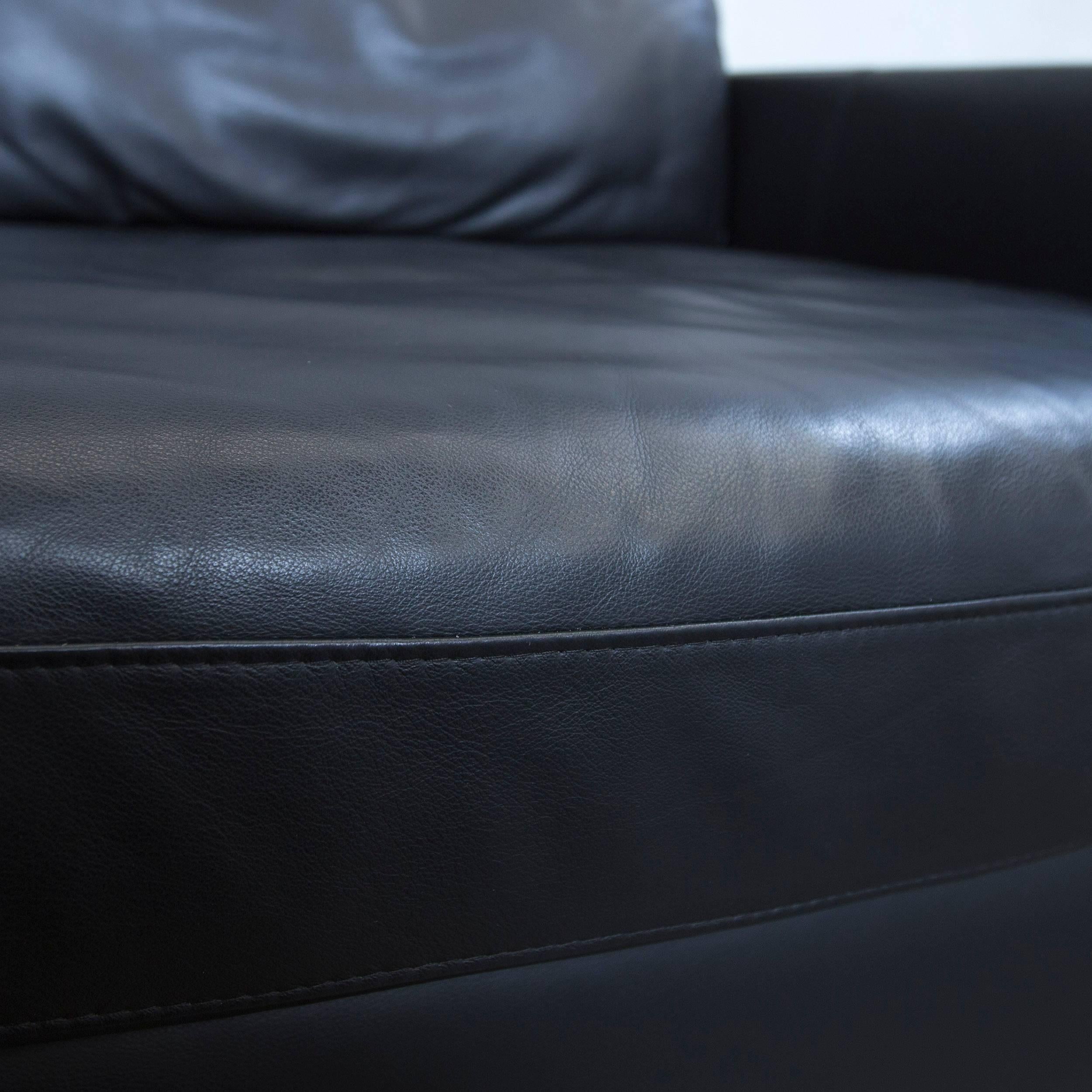 Musterring Designer Leather Armchair Black Leather One-Seat Couch Modern In Excellent Condition For Sale In Cologne, DE