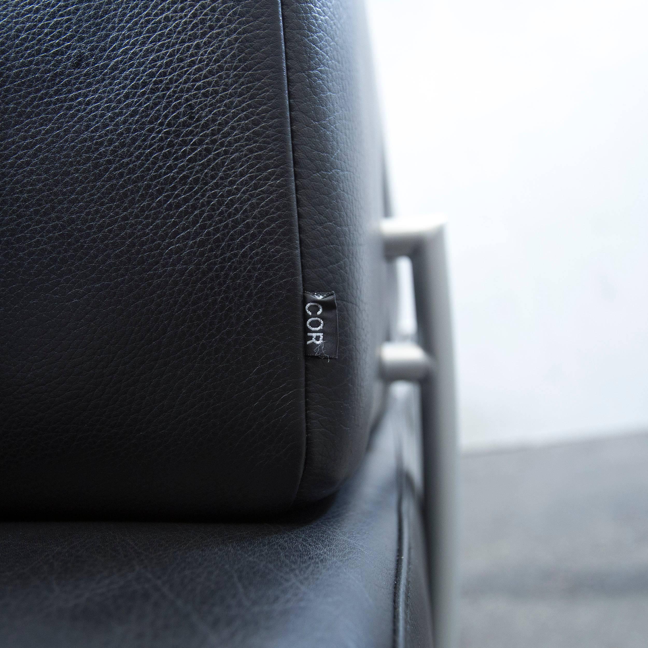COR Circum Designer Sofa Black Leather Three-Seat Couch Function Modern 2