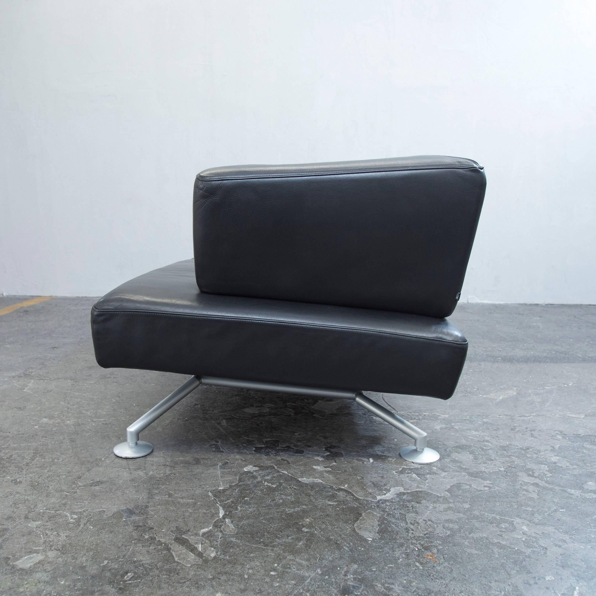 COR Circum Designer Sofa Black Leather Three-Seat Couch Function Modern 3