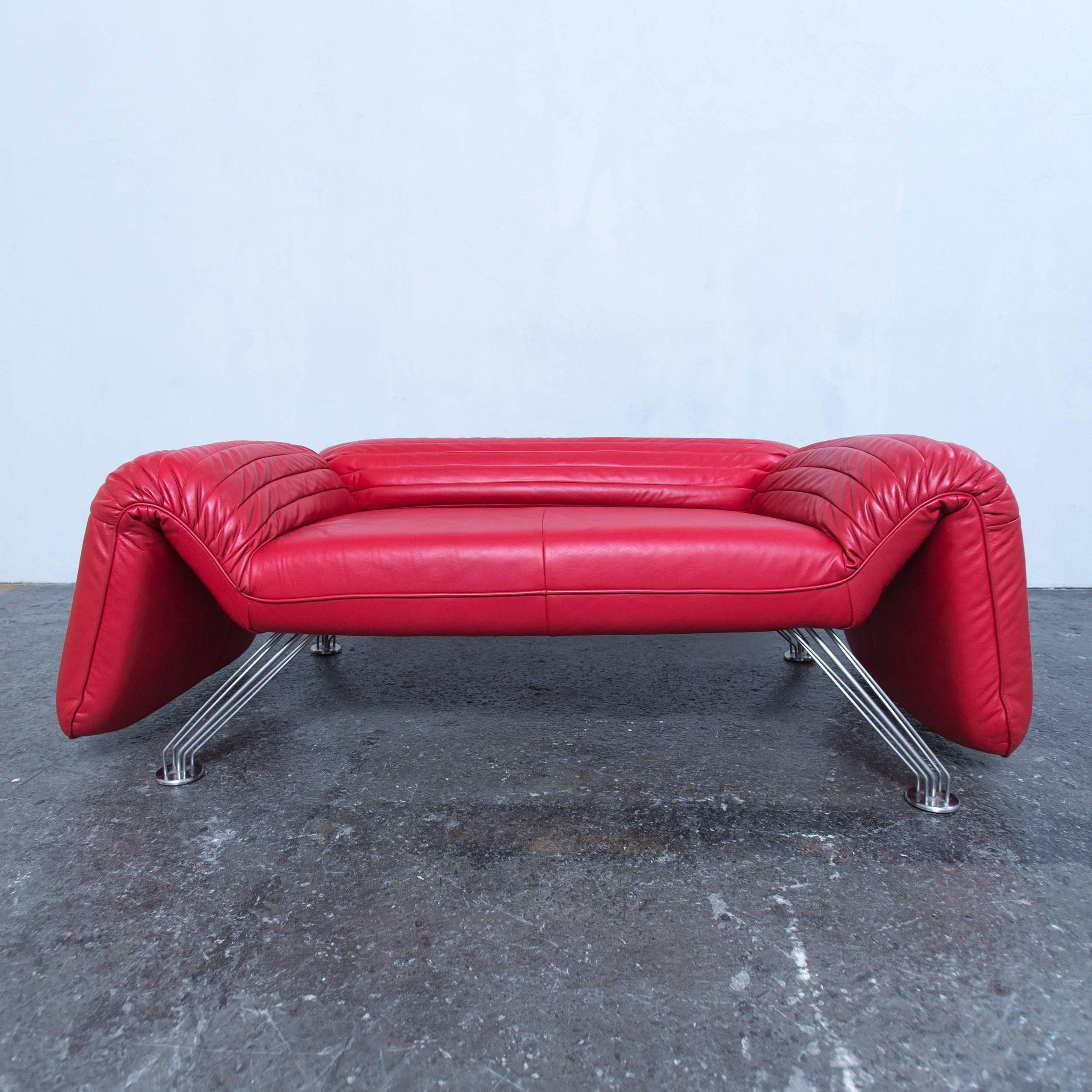 De Sede DS 142 Designer Sofa Red Leather Two Seat Couch Function Modern In Excellent Condition In Cologne, DE