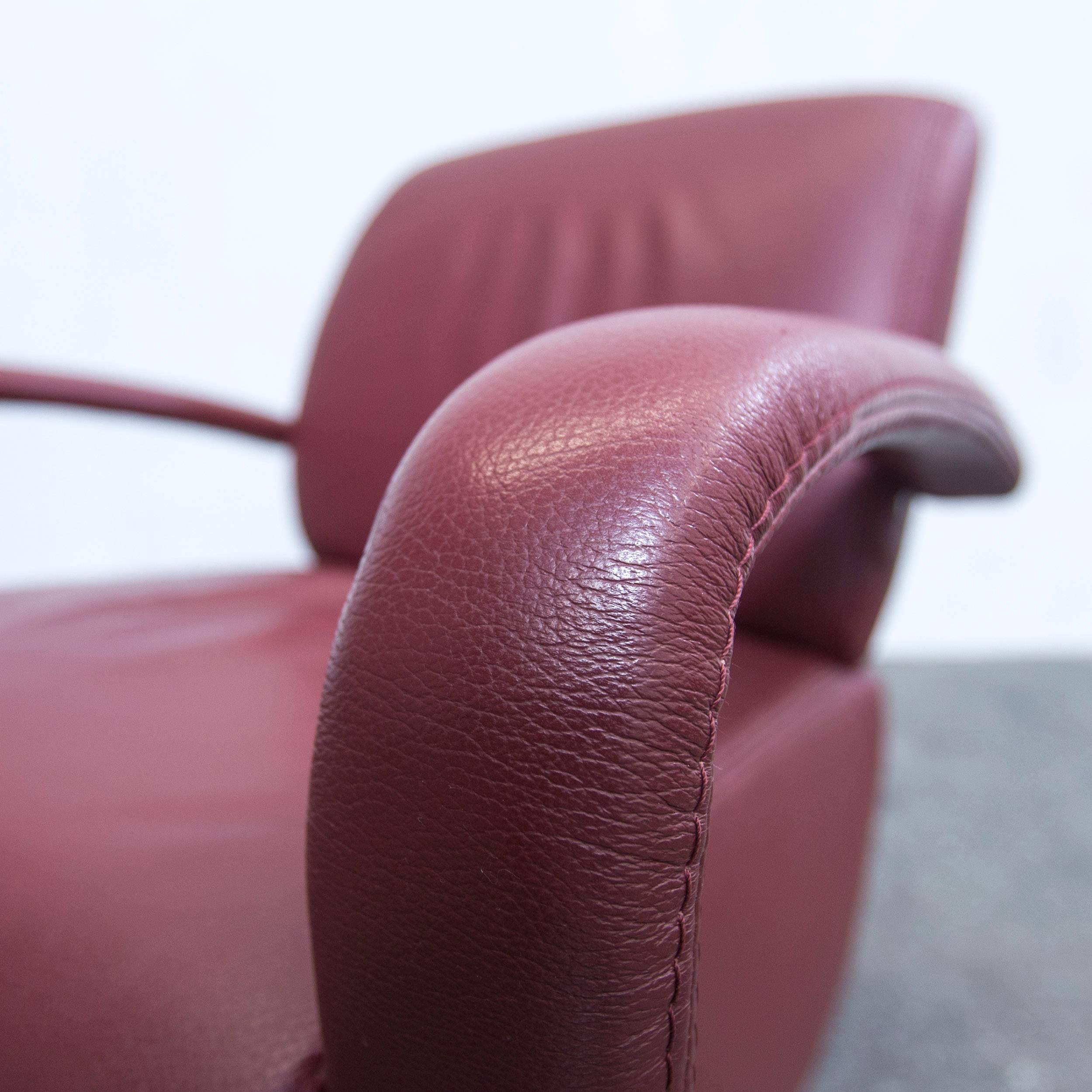 Designer Armchair Bordeaux Red Leather Couch Oneseater Function Modern In Excellent Condition In Cologne, DE