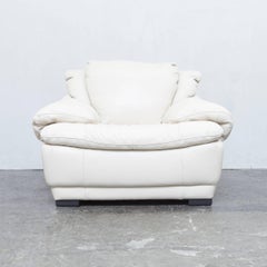 Italsofa by Natuzzi Designer Leather Chair Creme White Modern