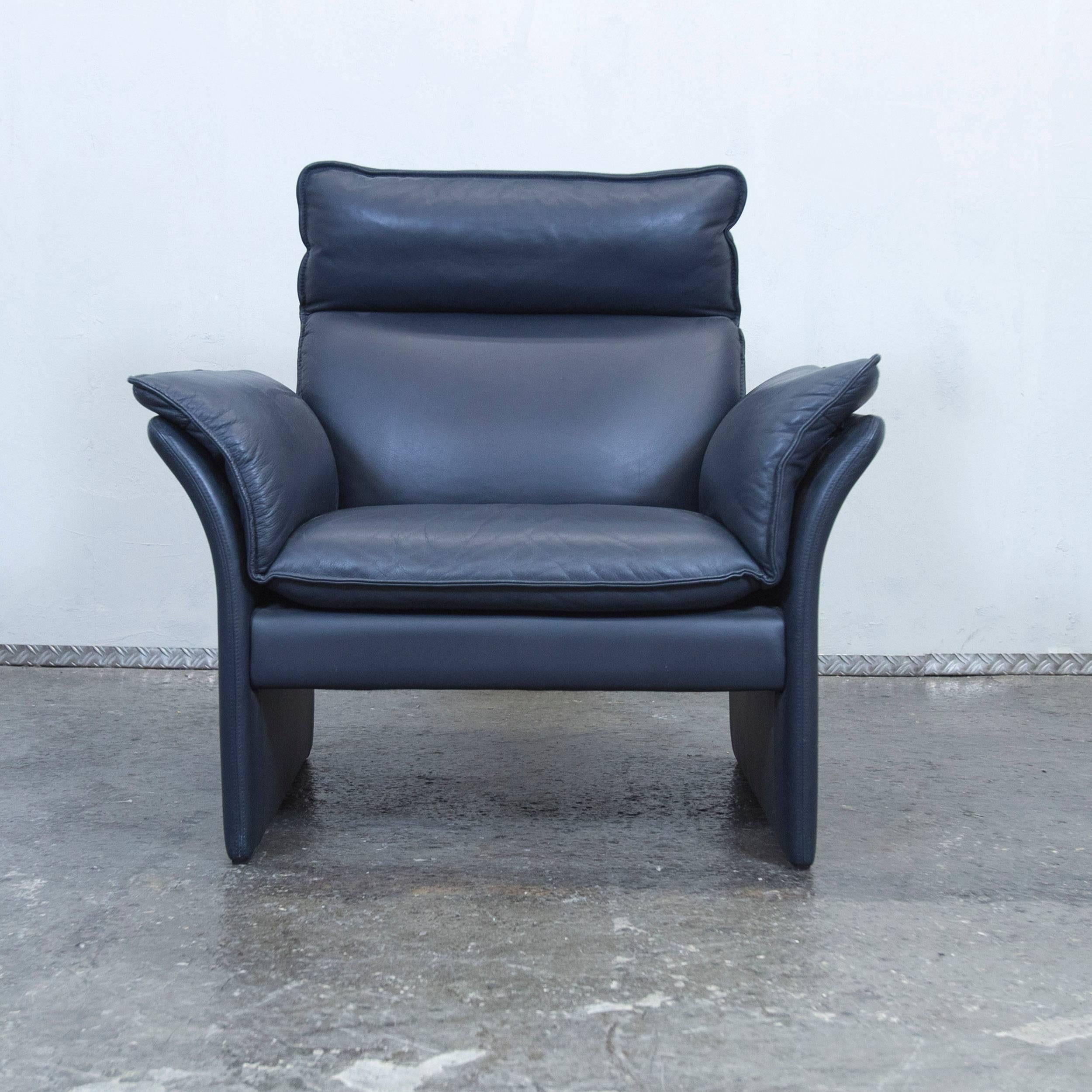 German Dreipunkt Designer Chair Leather Blue Grey Couch Modern