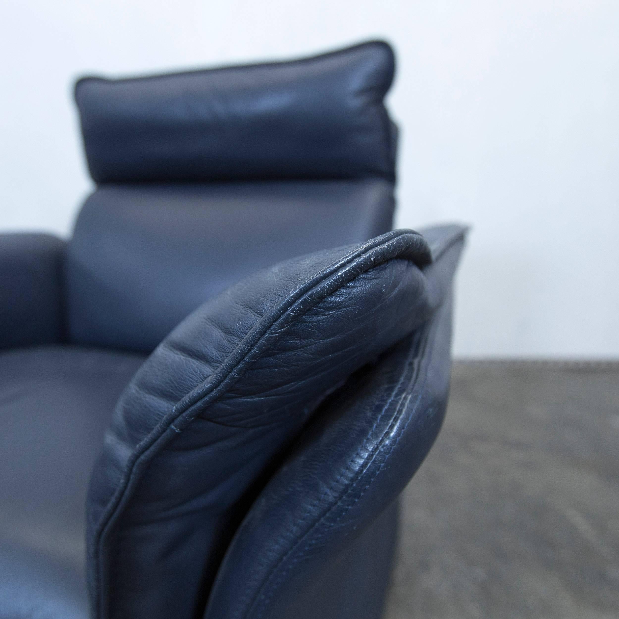 Contemporary Dreipunkt Designer Chair Leather Blue Grey Couch Modern
