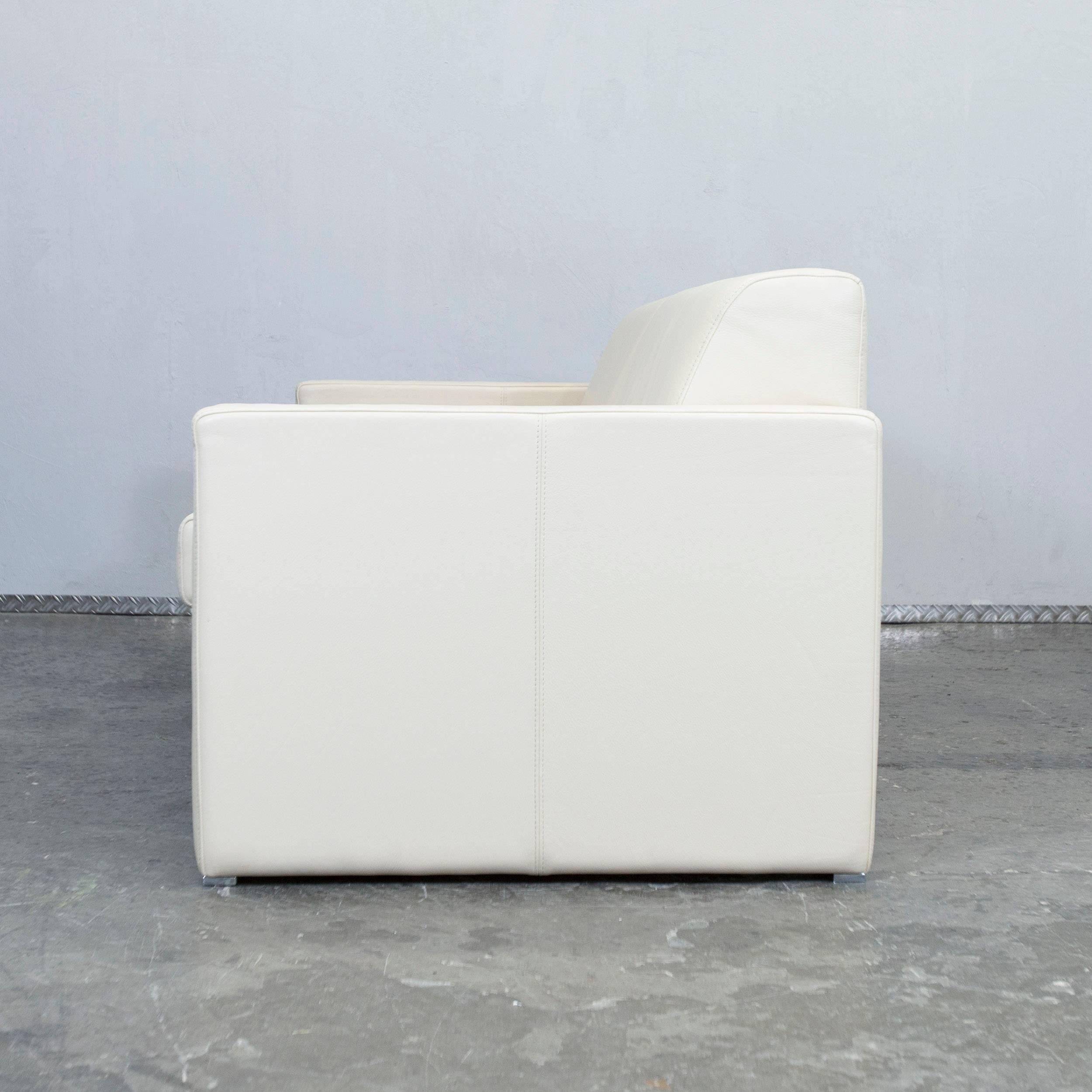 Designer Leather Sofa Crème Beige Three-Seat Couch Modern 1