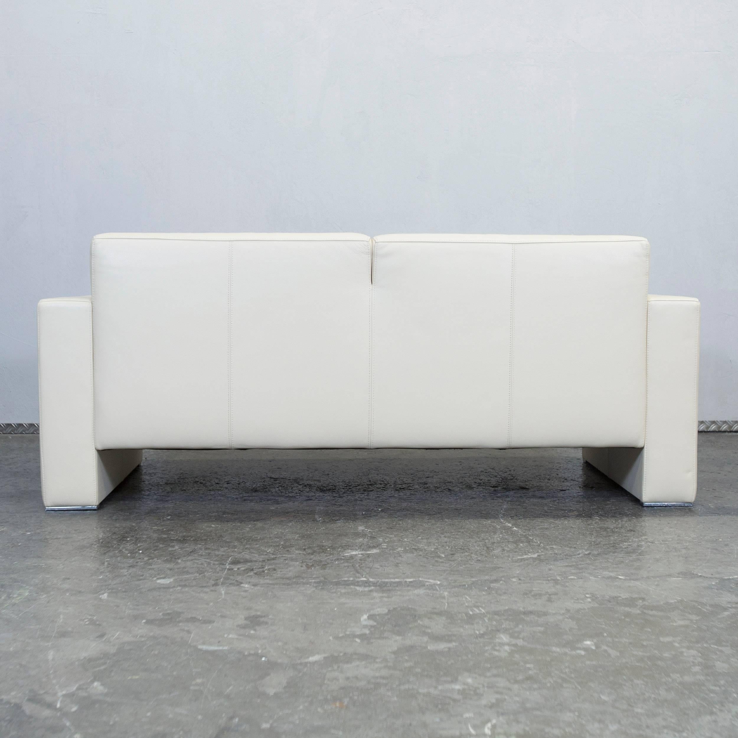 Designer Leather Sofa Crème Beige Three-Seat Couch Modern 2