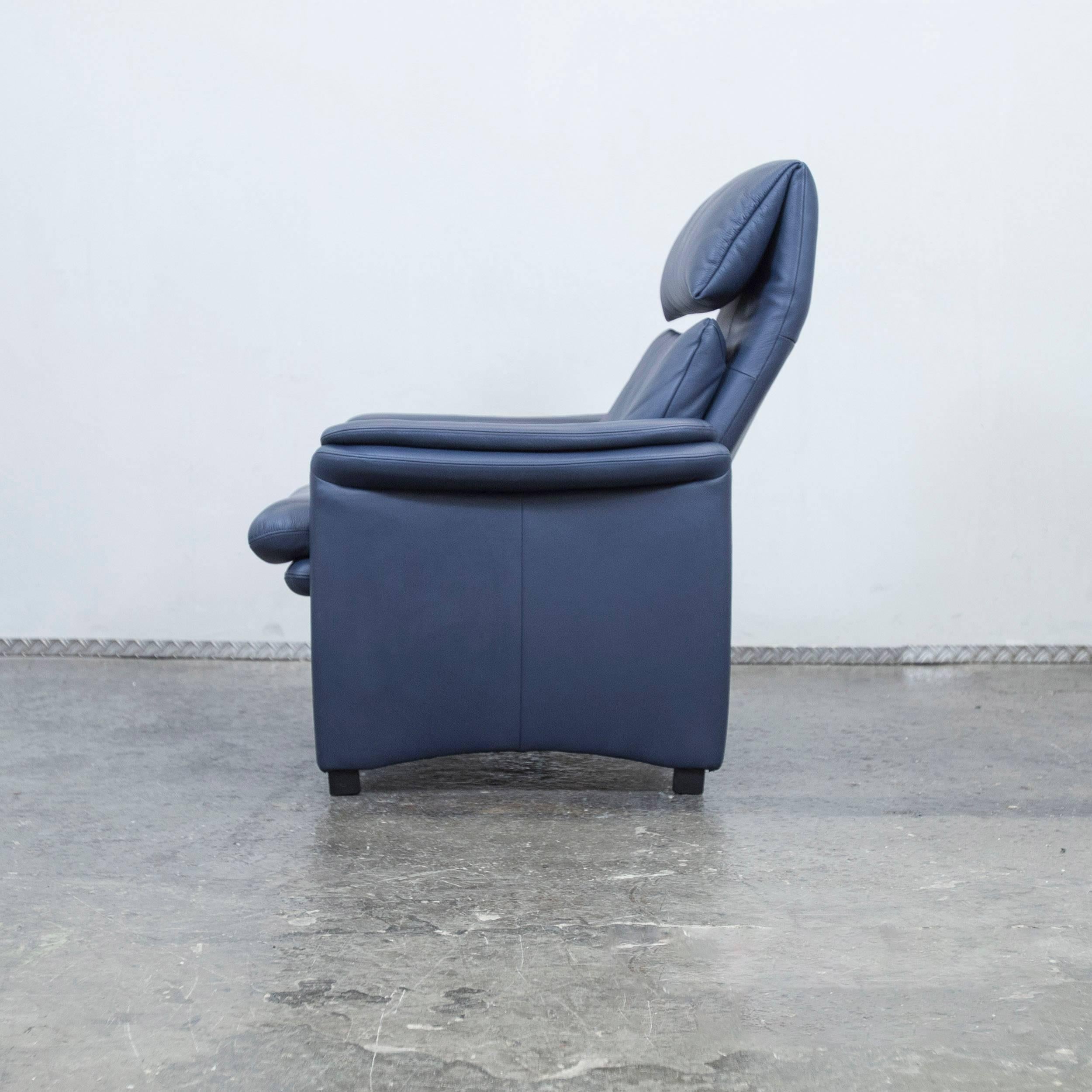 Contemporary Erpo Designer Leather Relax Chair Blue Function One-Seat Modern