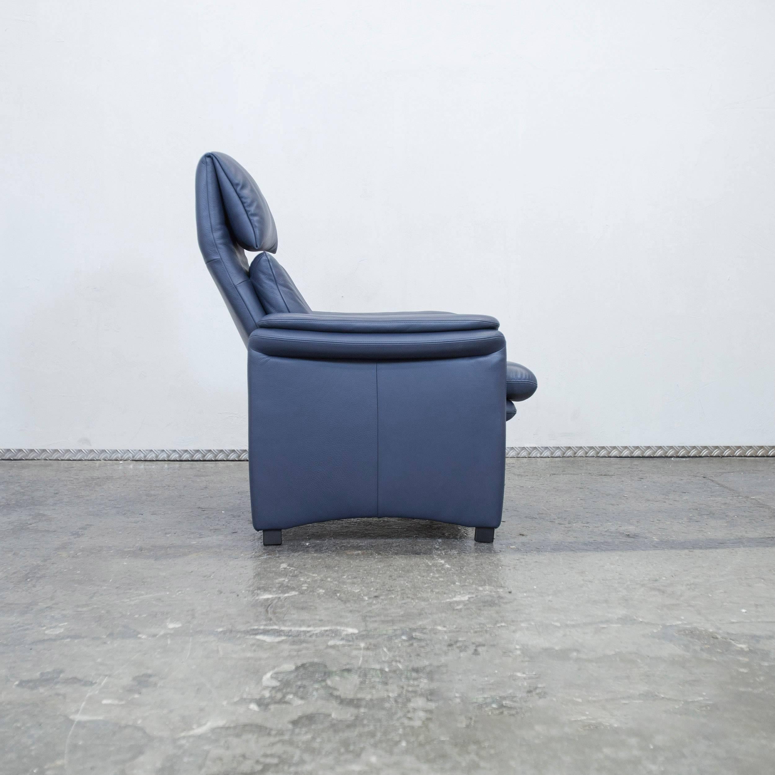 Erpo Designer Leather Relax Chair Blue Function One-Seat Modern 2