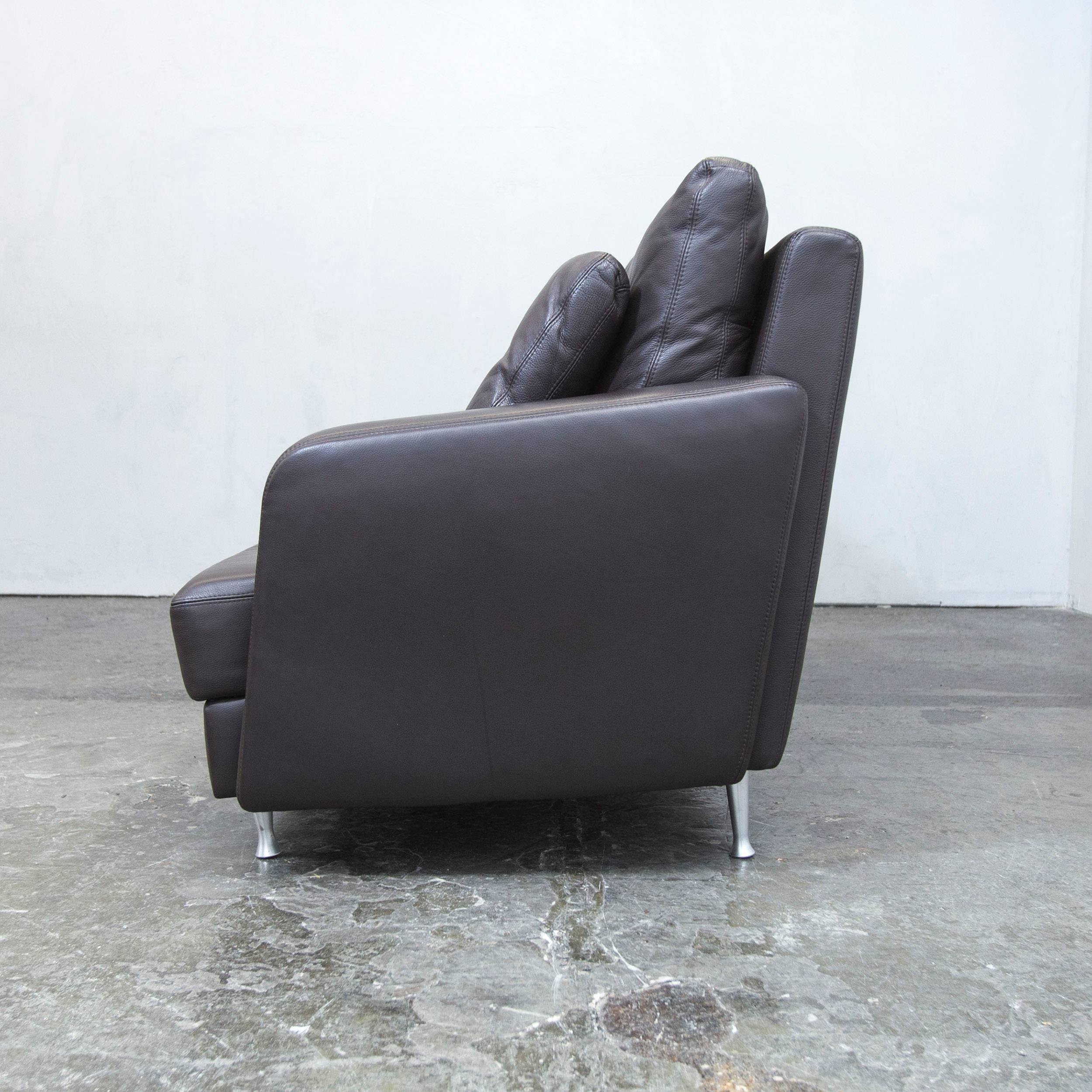 Ewald Schillig Designer Sofa Brown Leather Three-Seat Couch, Modern 2