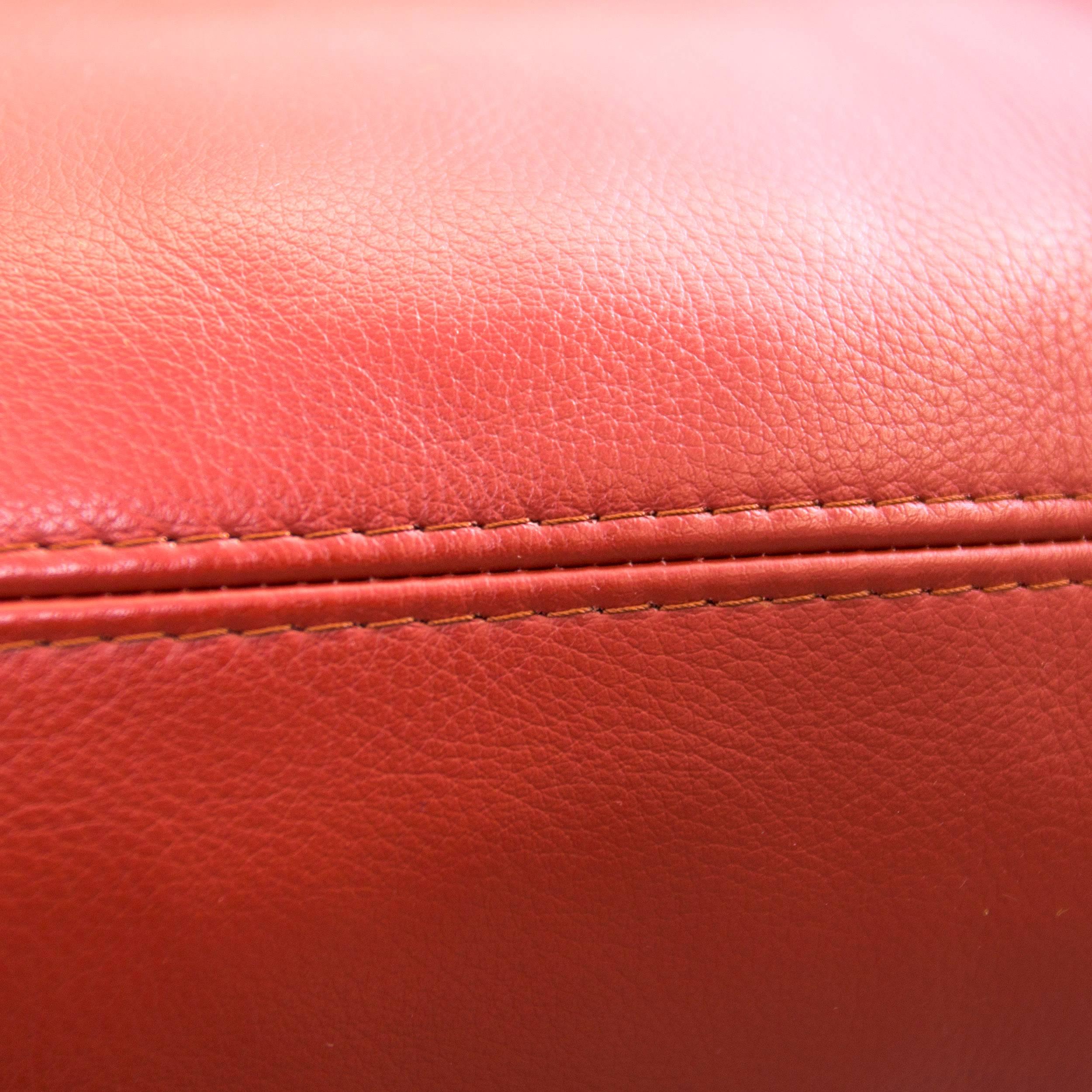 Leather Erpo Designer Armchair Orange Red One Seat Couch, Modern