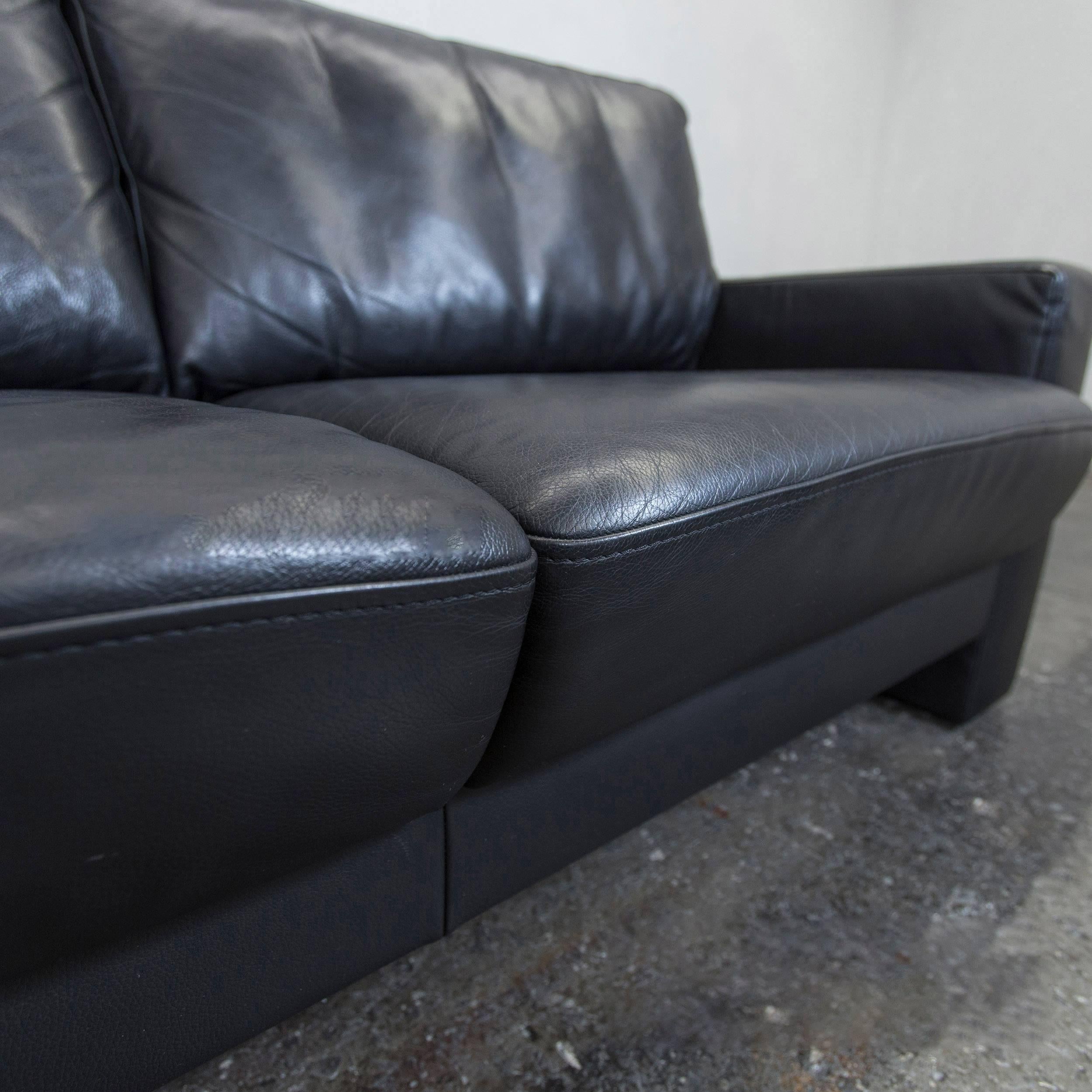 Külkens & Sohn Designer Leather Sofa Black Two-Seat Couch Modern In Good Condition For Sale In Cologne, DE