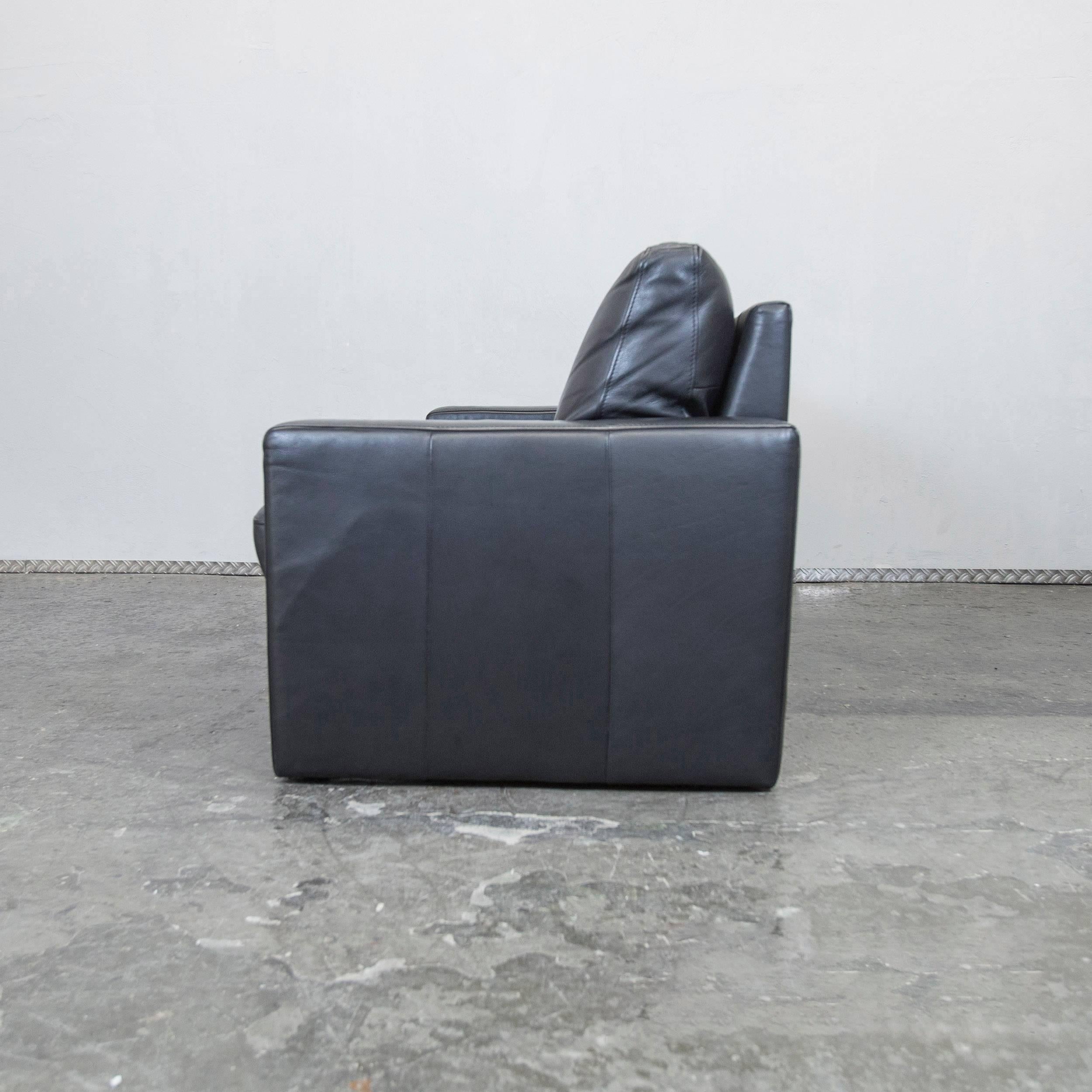 Külkens & Sohn Designer Leather Sofa Black Two-Seat Couch Modern For Sale 2