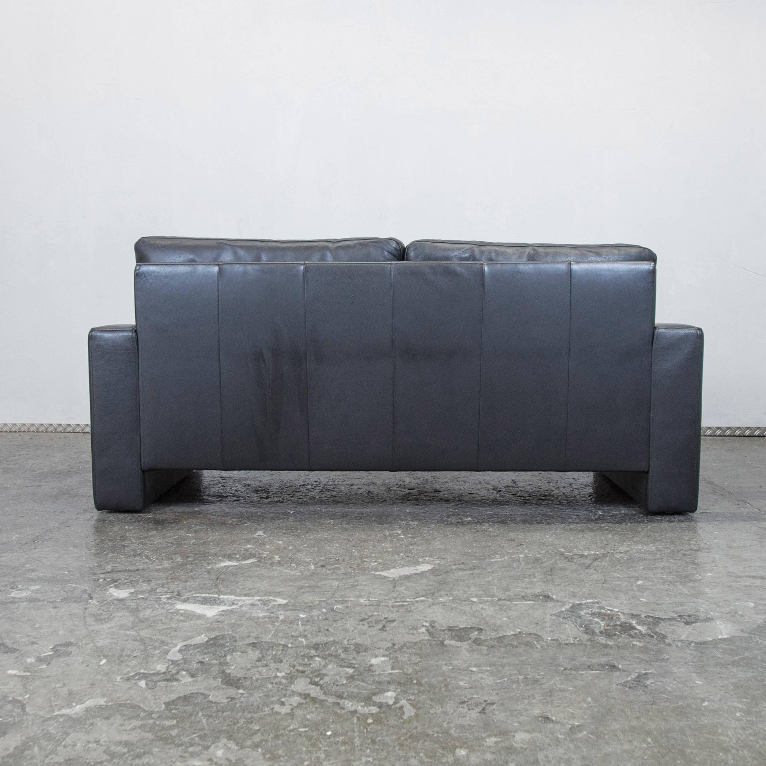 Külkens & Sohn Designer Leather Sofa Black Two-Seat Couch Modern For Sale 3