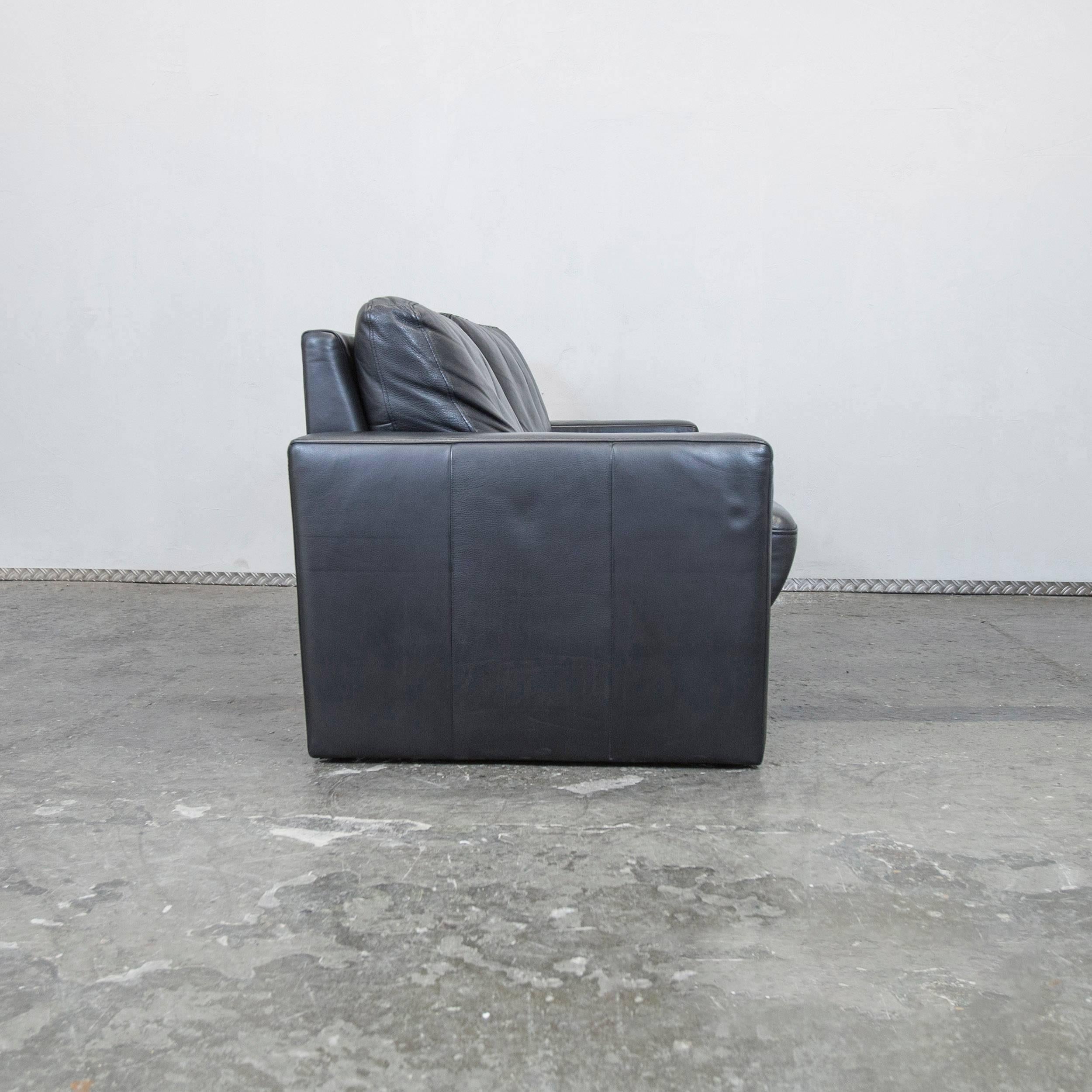 Külkens & Sohn Designer Leather Sofa Black Two-Seat Couch Modern For Sale 4