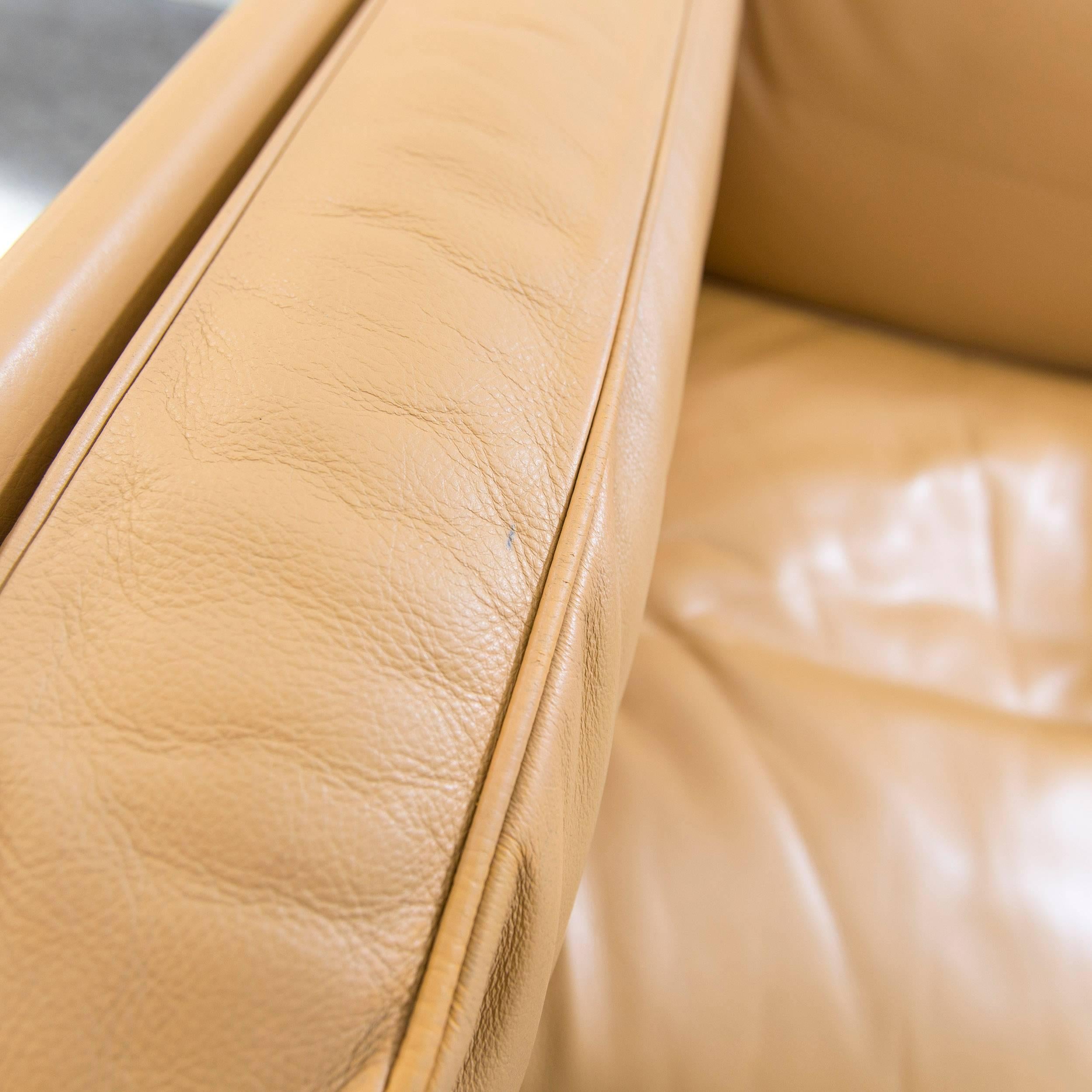 Italian Poltrona Frau Twice 1999 Designer Chair Leather Mustard Yellow One Seat Modern For Sale