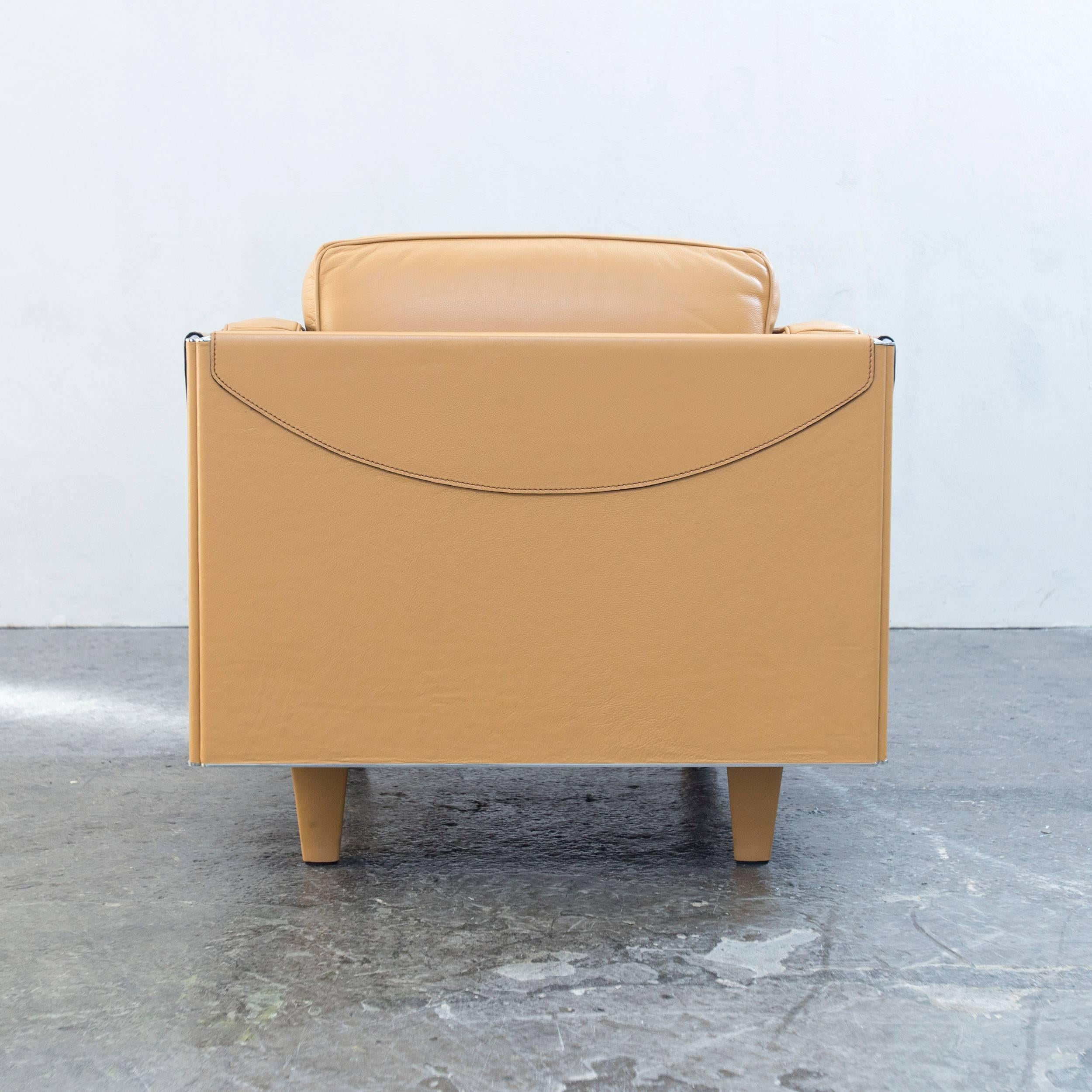 Poltrona Frau Twice 1999 Designer Chair Leather Mustard Yellow One Seat Modern For Sale 3