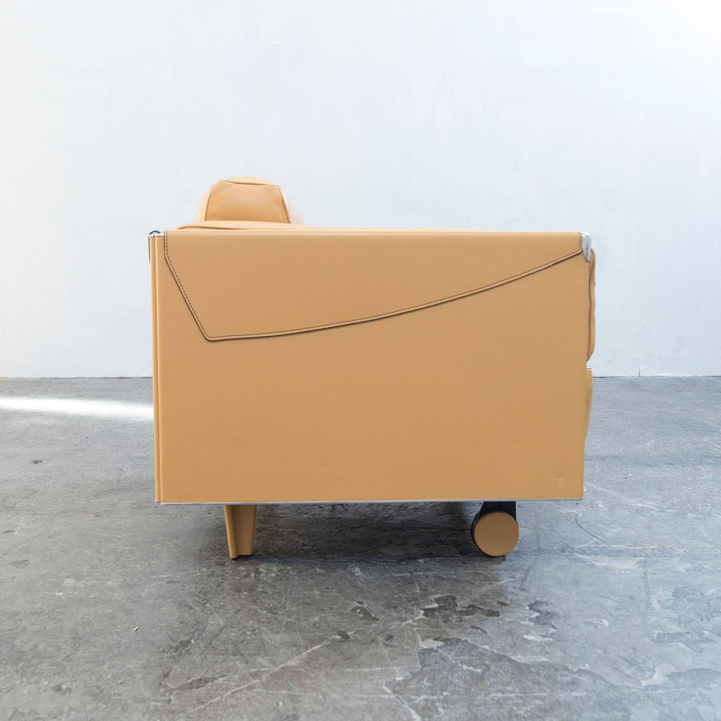 Poltrona Frau Twice 1999 Designer Chair Leather Mustard Yellow One Seat Modern For Sale 4