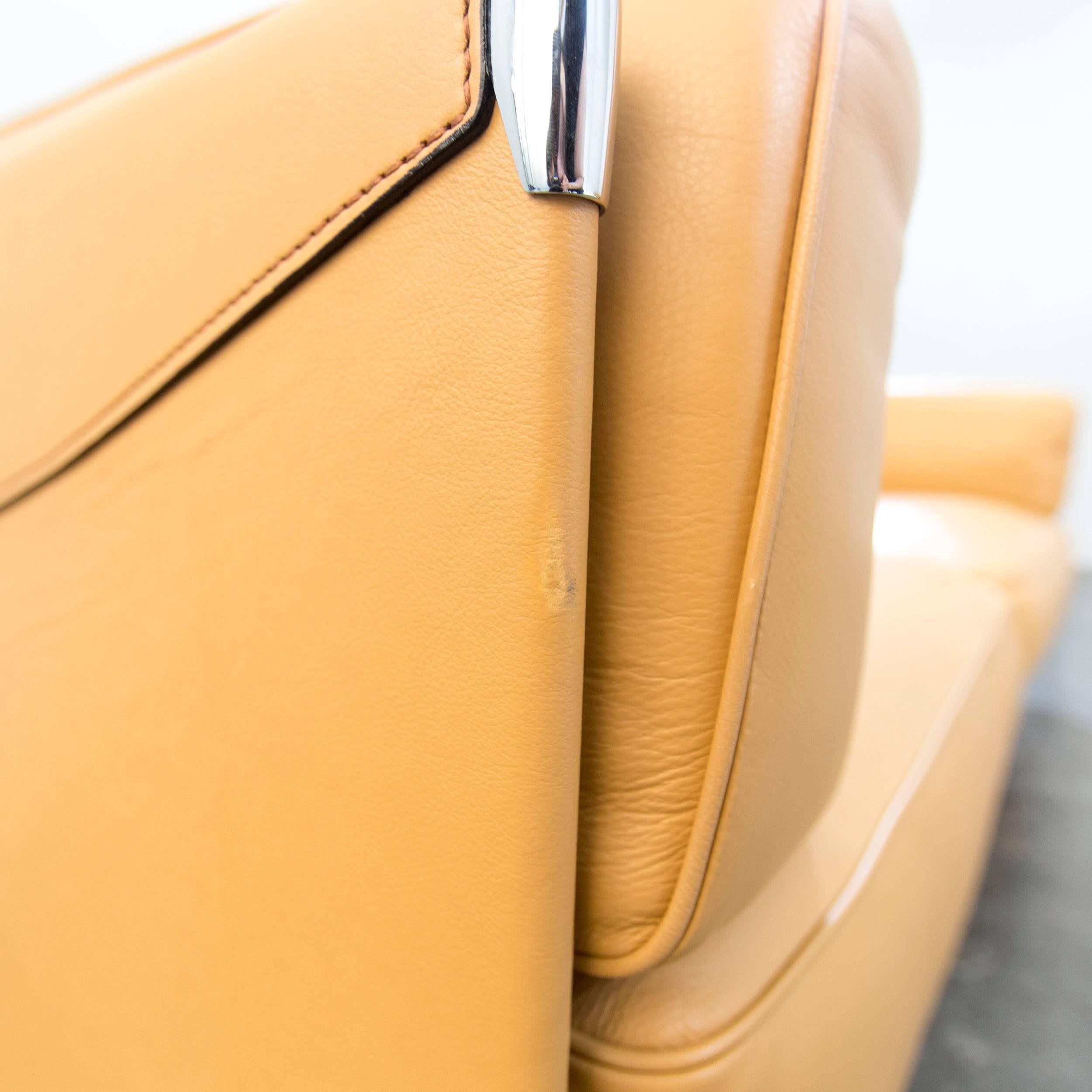 20th Century Poltrona Frau Twice 1999 Designer Sofa Leather Mustard Yellow Three-Seat Modern