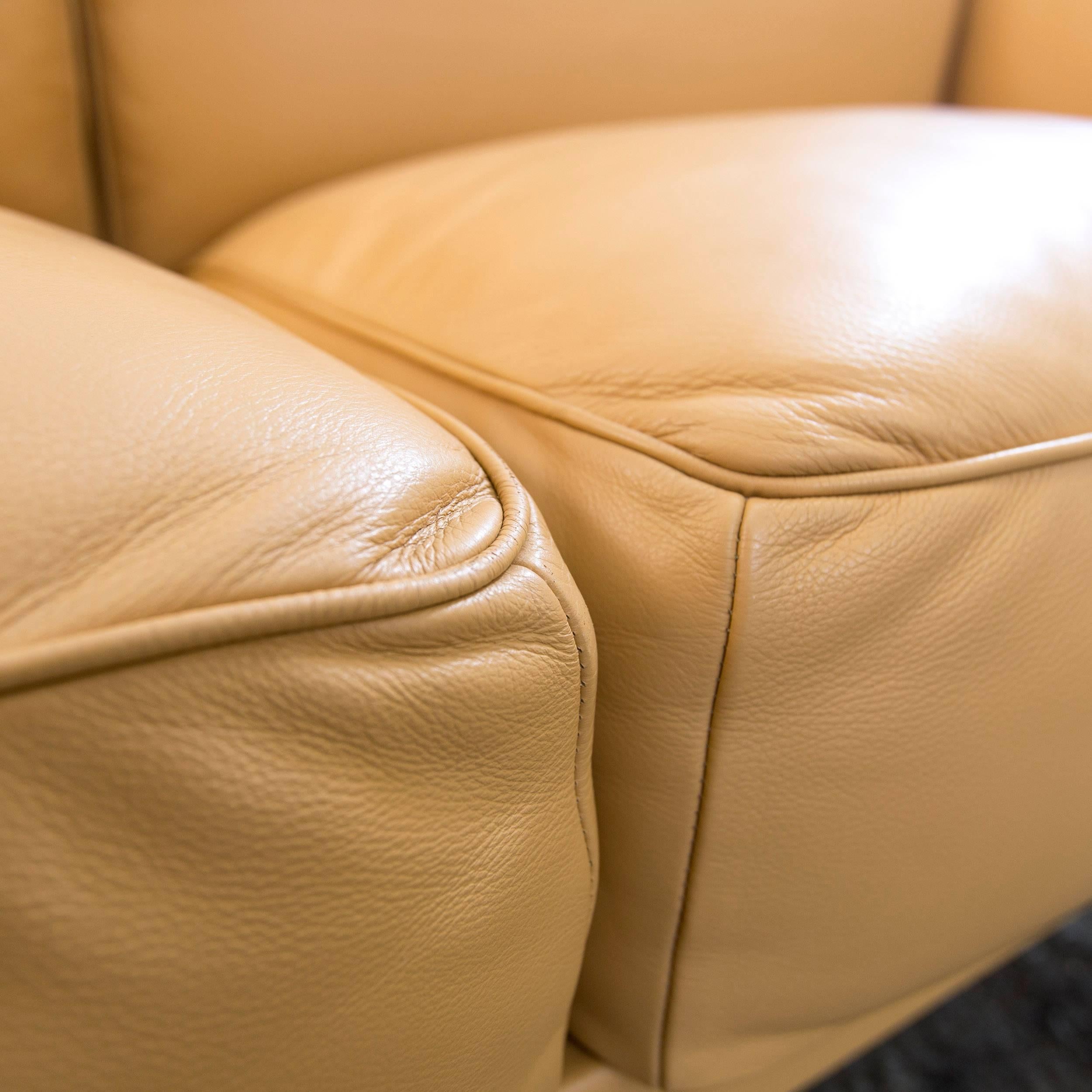 Poltrona Frau Twice 1999 Designer Sofa Leather Mustard Yellow Three-Seat Modern 2