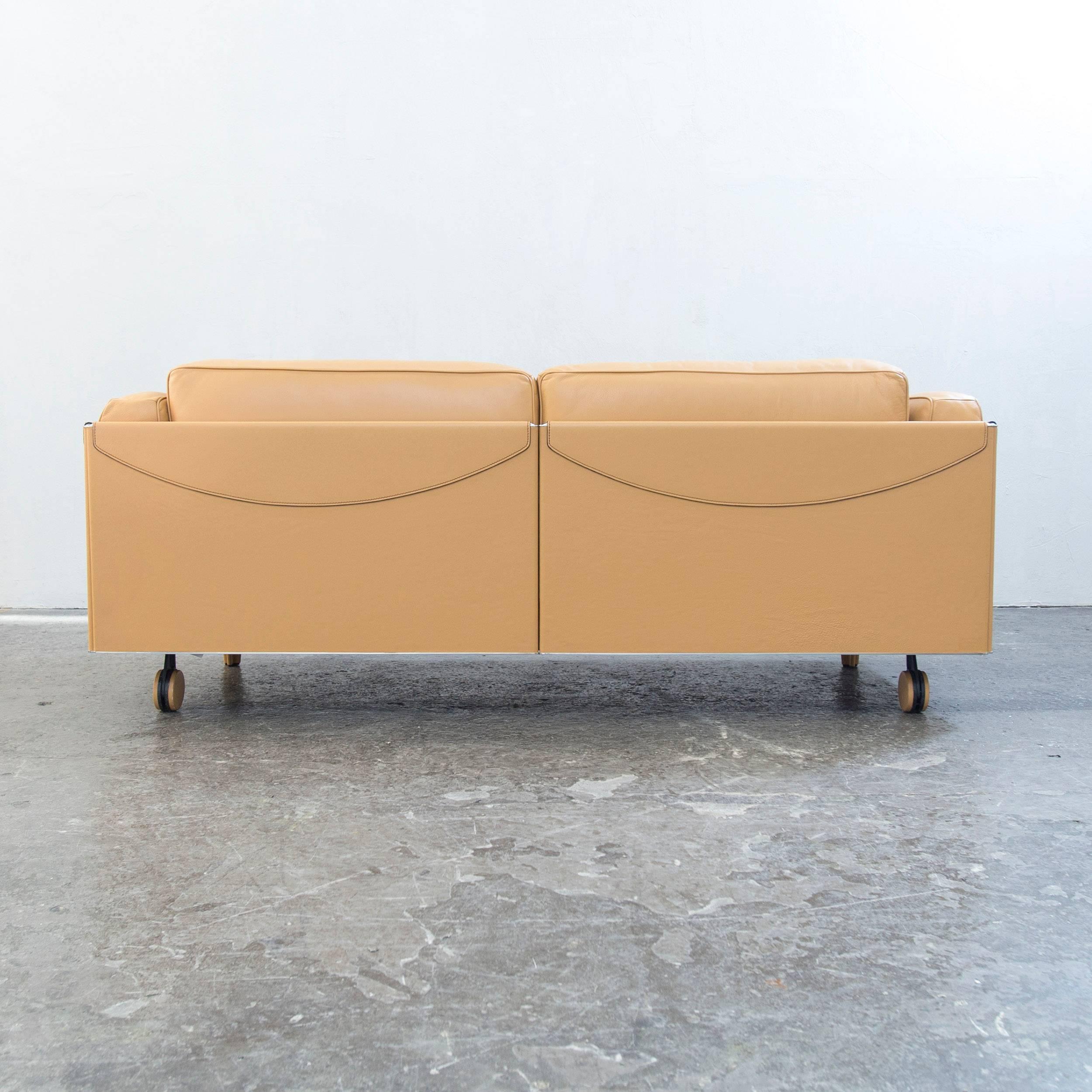 Poltrona Frau Twice 1999 Designer Sofa Leather Mustard Yellow Three-Seat Modern 5