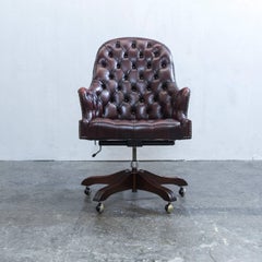 Wade Chesterfield Leather Revolving Chair Brown Retro Vintage