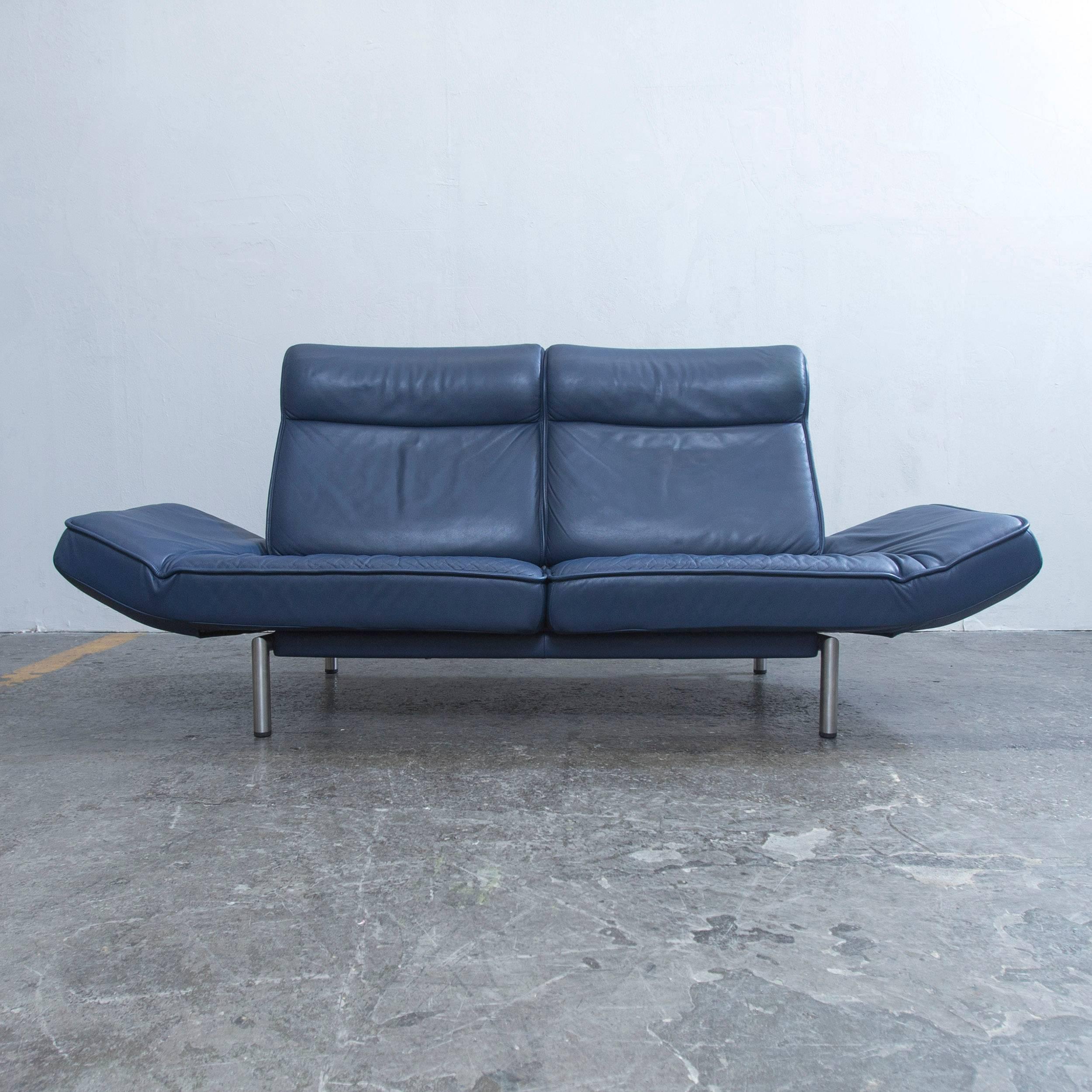 De Sede DS 450 Designer Leather Sofa Blue Relax Function Two-Seat Modern In Good Condition In Cologne, DE